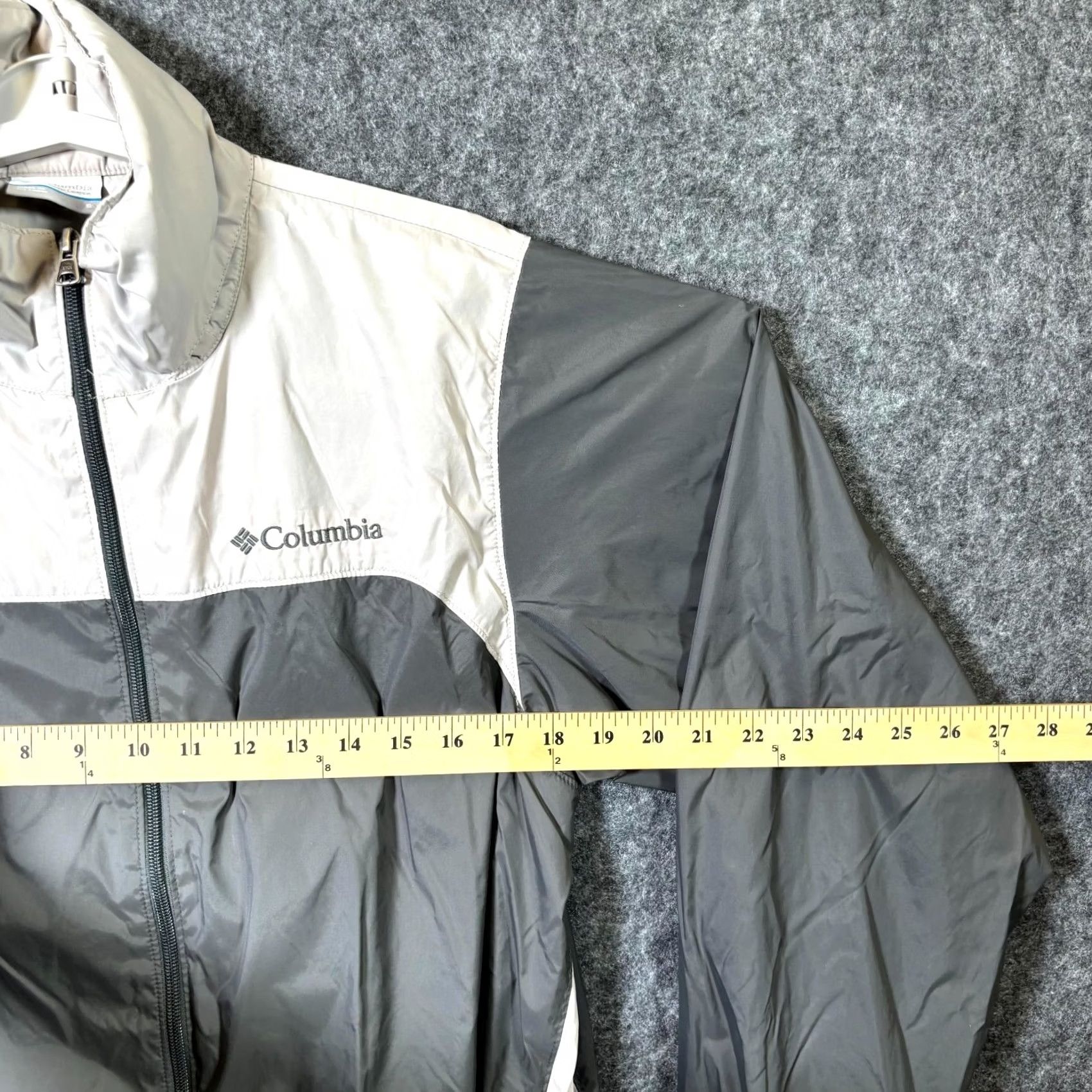 Rains Columbia Rain Jacket Mens Small Gray Beige Colorblock Full Zip Hiking Jacket Size US S / EU 44-46 / 1 - 4 Thumbnail