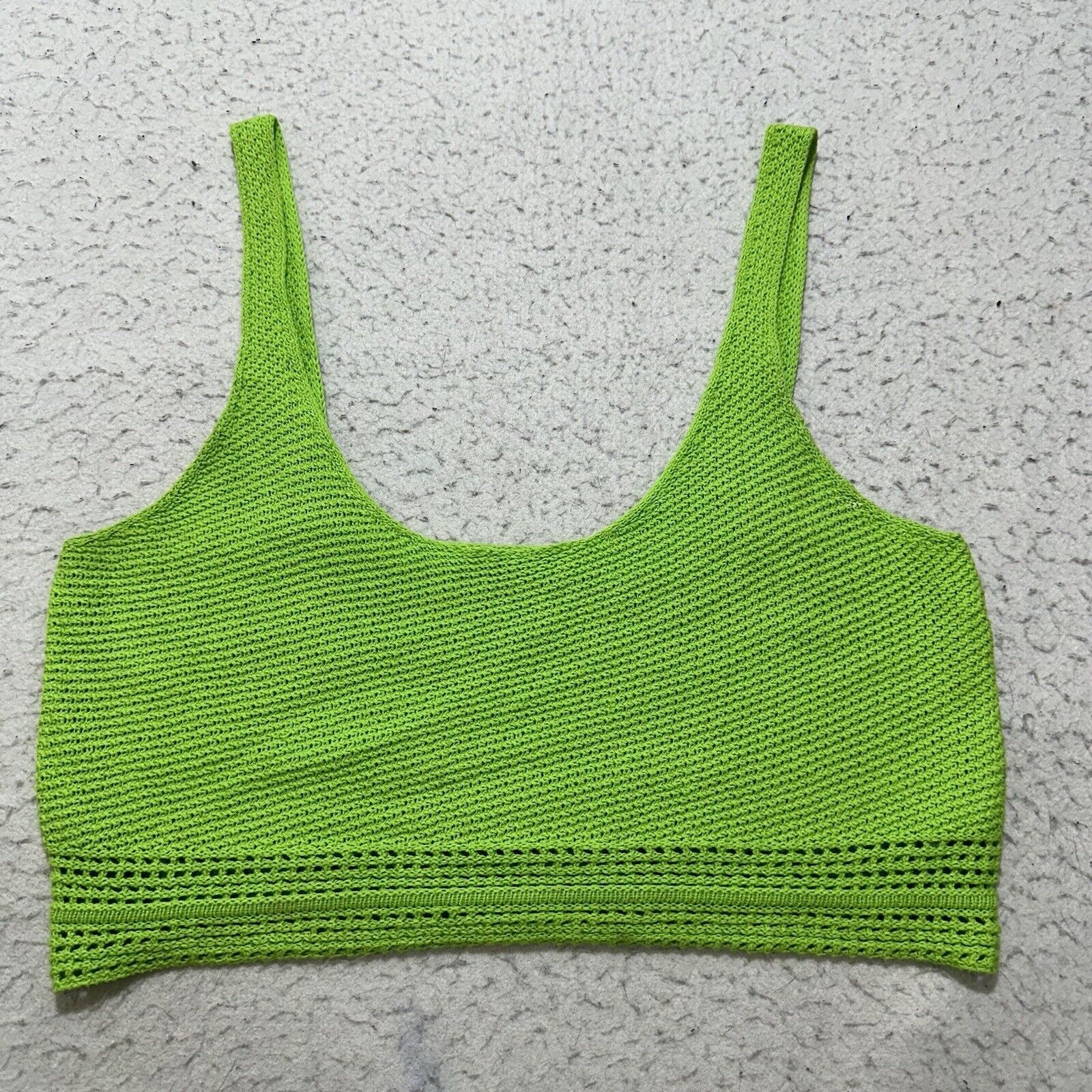 Forever 21 Forever 21 Medium Cropped Tank Top Knit Lime Green Cotton Size M / US 6-8 / IT 42-44 - 1 Thumbnail