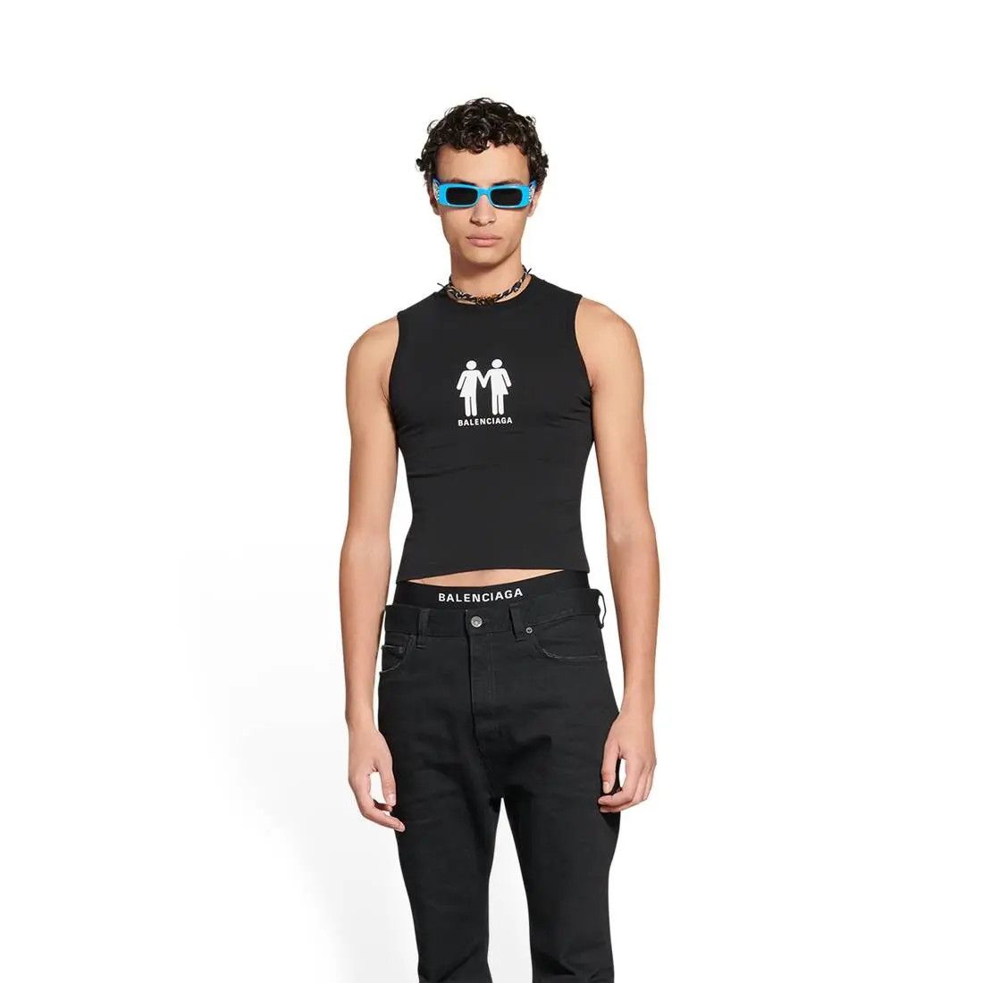Balenciaga o1w1db10425 Pride 22 Fitted Tank Top in Black Size US XS / EU 42 / 0 - 5 Thumbnail
