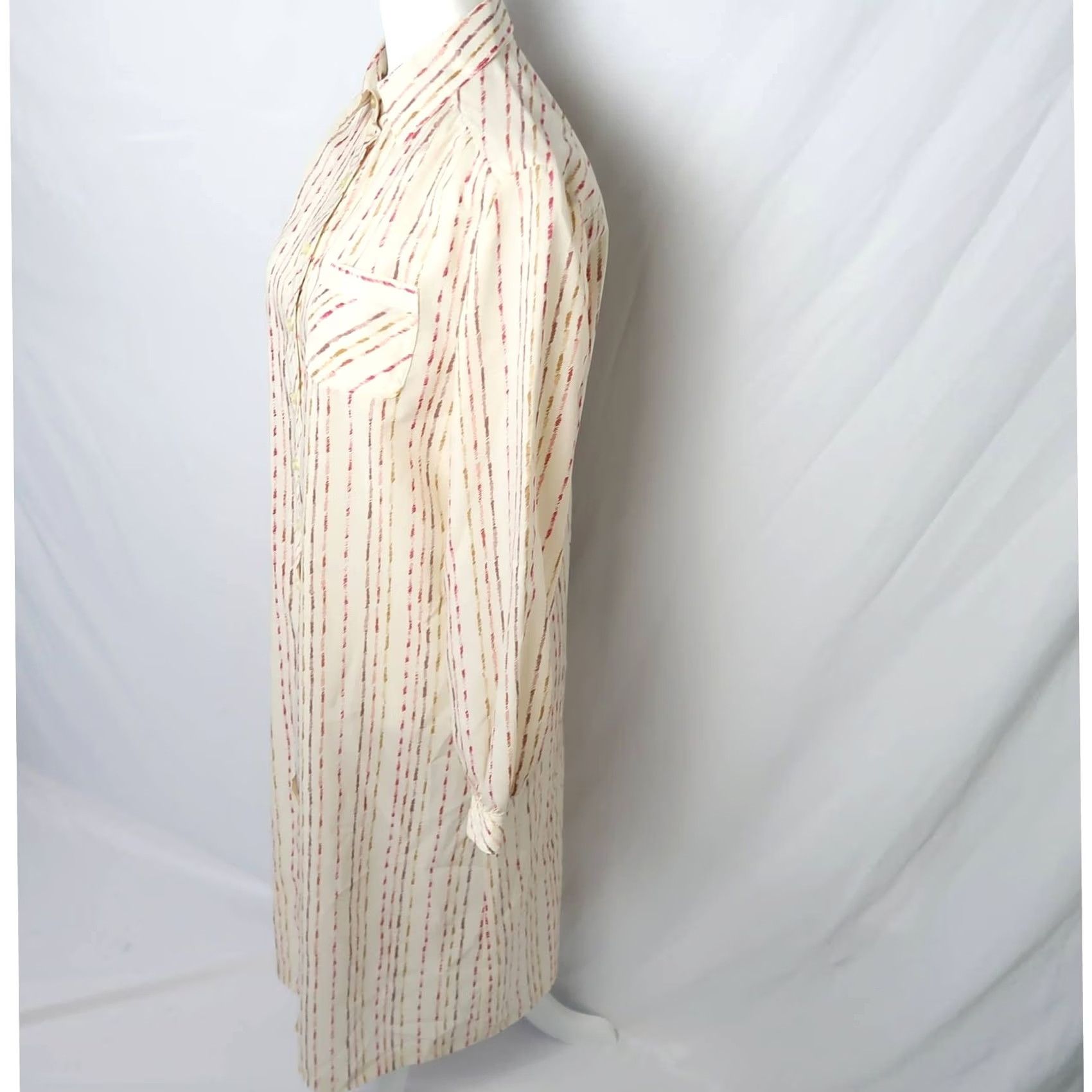 Vintage VINTAGE Schrader Sport cream red stripe Midi Shirt Dress 10 Womens 80s Secretary/Geek - Wear to Work Size L / US 10 / IT 46 - 3 Thumbnail