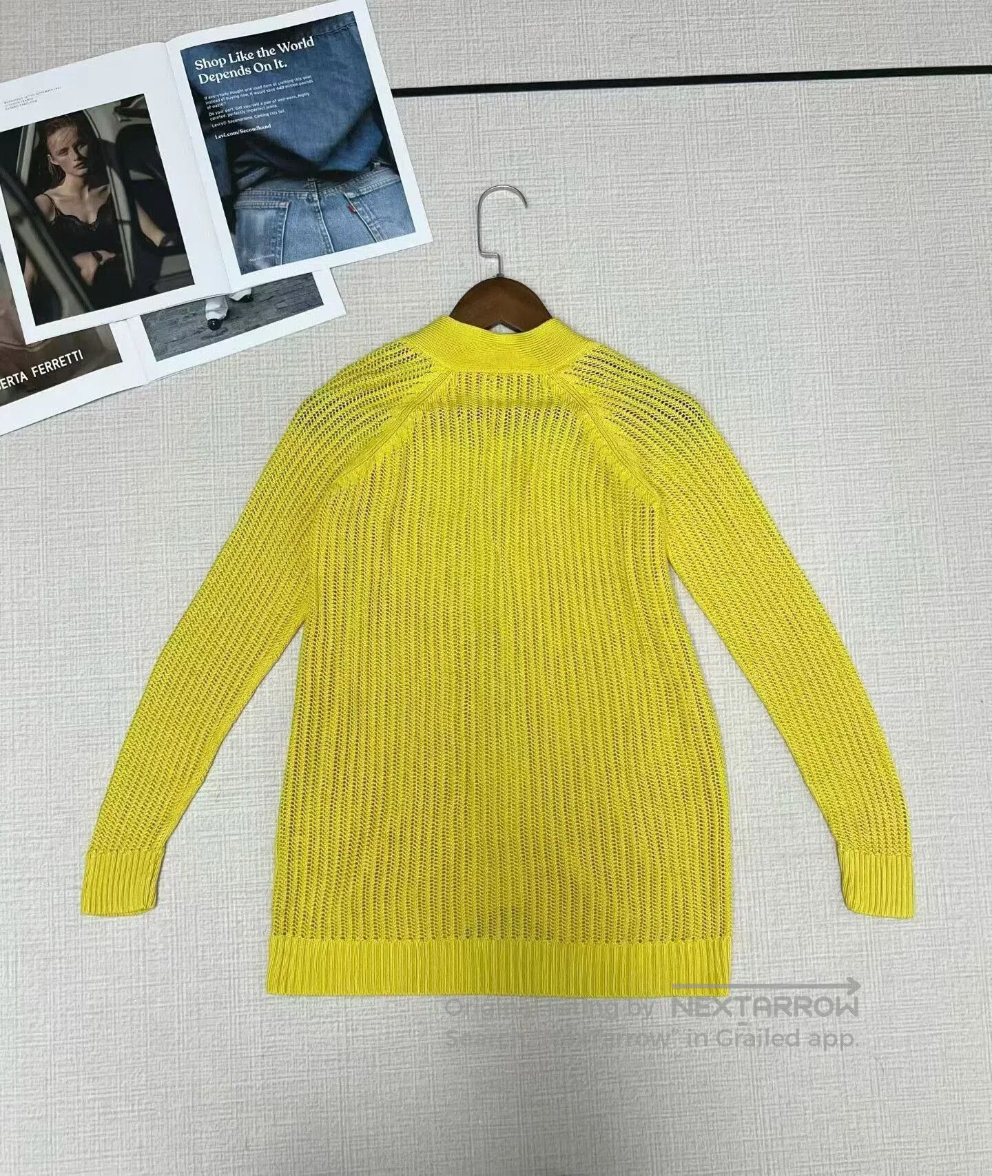 Hermes Hermes Knitted Cardigan in Yellow. Size XS / US 0-2 / IT 36-38 - 3 Thumbnail