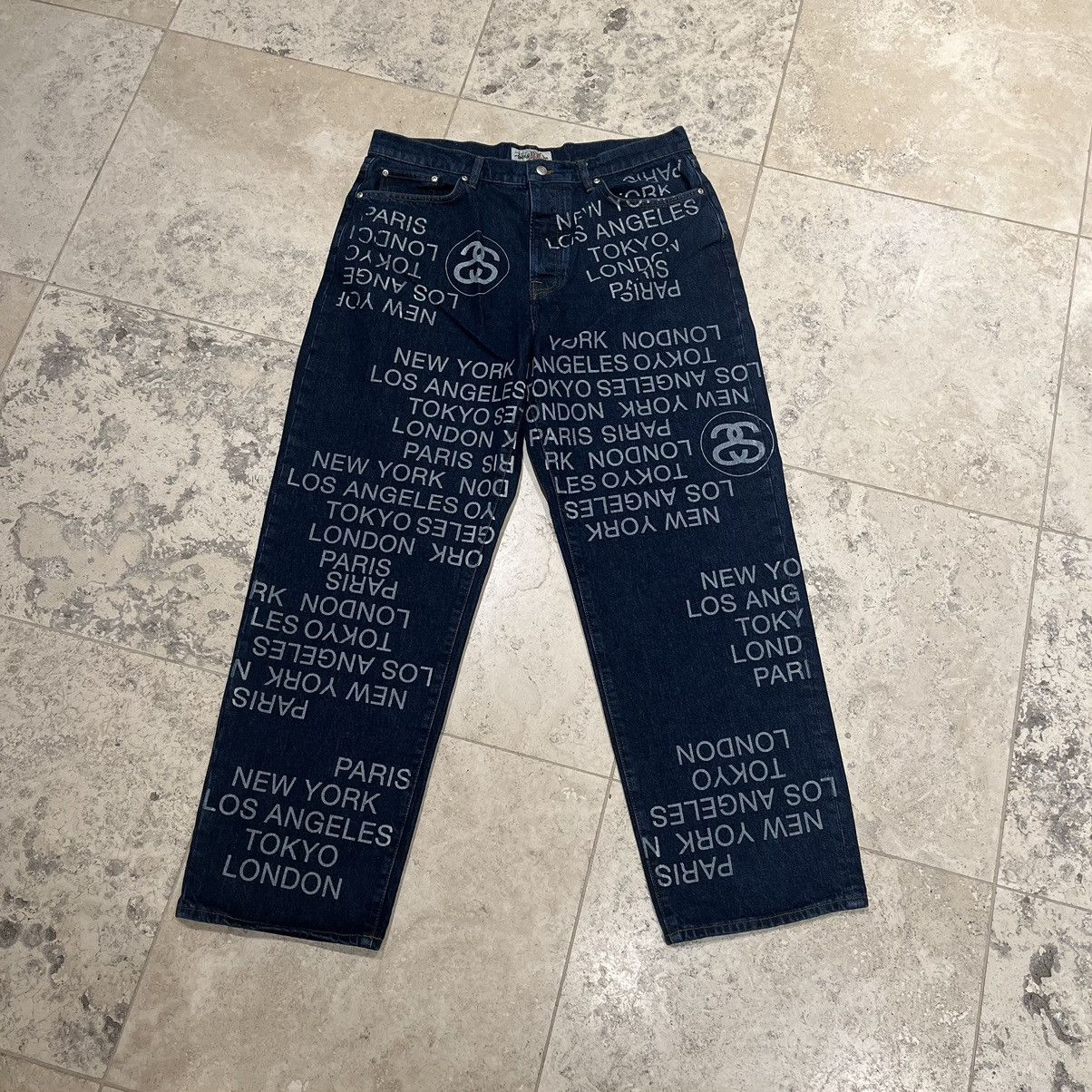 Image of Stussy Big Ol Jean City Links Blue Denim Jeans New, Men's (Size 34)