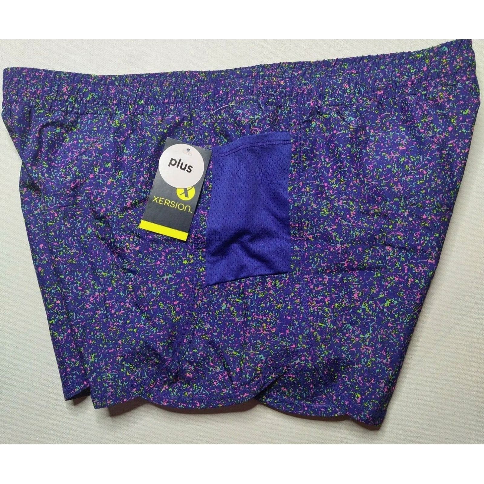 Vintage Xersion Juniors Plus Large Purple Texture Lined Quick-Dri Athletic Shorts NEW Size 36" / US 14 / IT 50 - 2 Thumbnail
