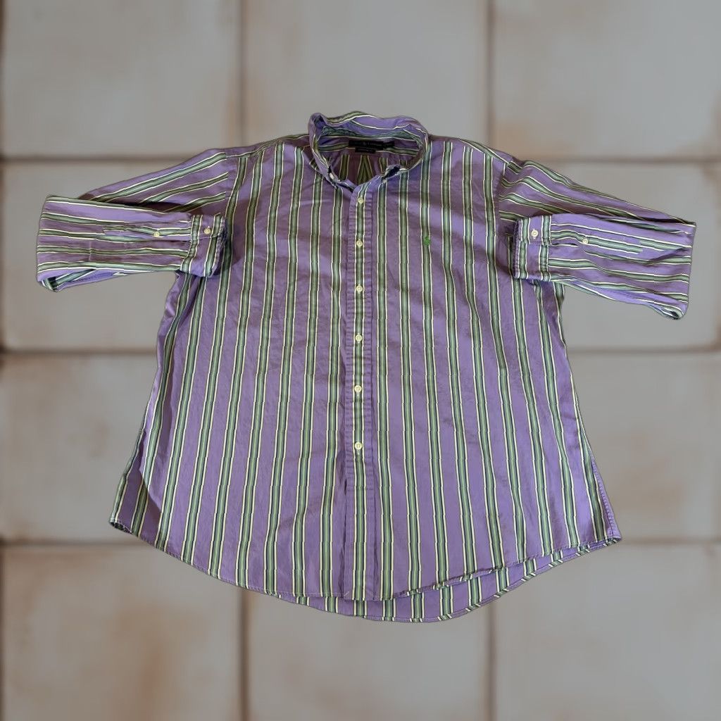 Ralph Lauren Ralph Lauren Shirt Mens 2XL Purple Stripe Long Sleeve Button Polo XXL Custom Fit Size US XXL / EU 58 / 5 - 1 Thumbnail