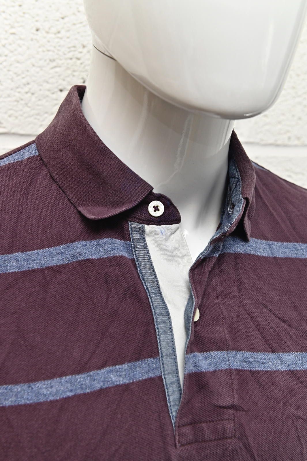Tommy Hilfiger Tommy Hilfiger Burgundy Men's Striped Polo Shirt Size M Size US M / EU 48-50 / 2 - 3 Thumbnail