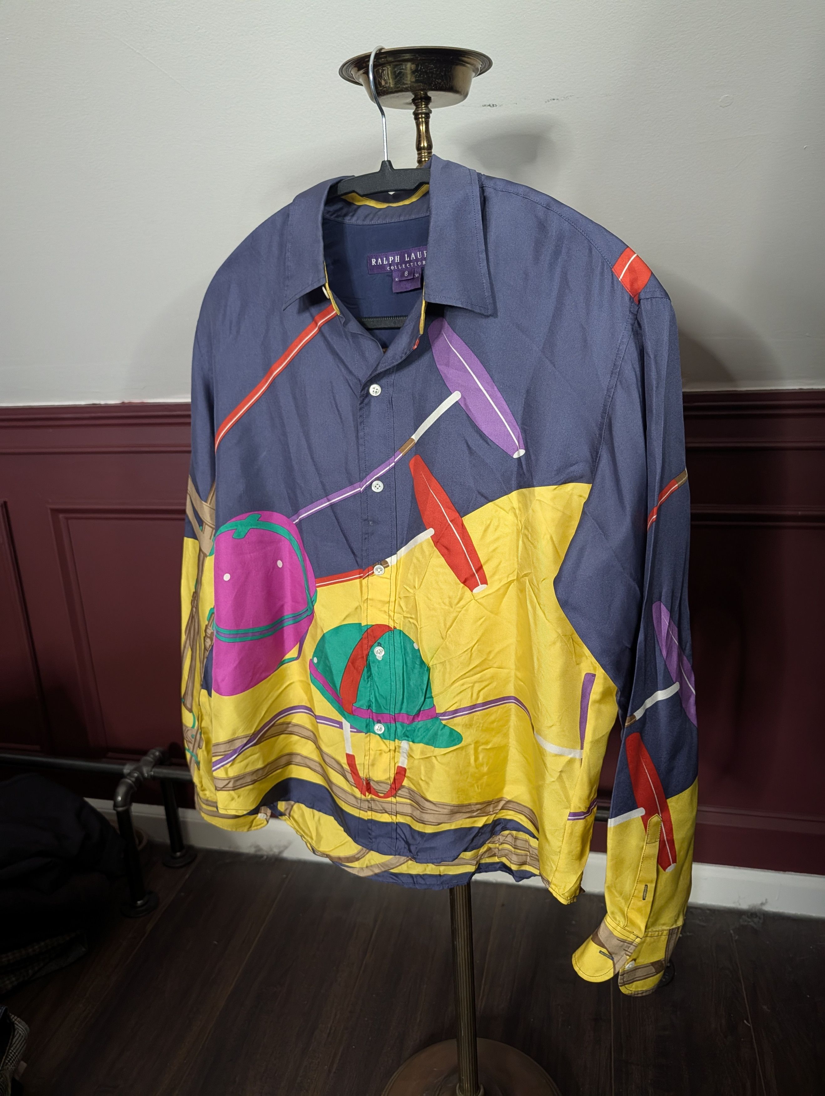 Ralph Lauren Purple Label 100% silk polo equestrian harness pattern button-up shirt Size M / US 6-8 / IT 42-44 - 14 Thumbnail