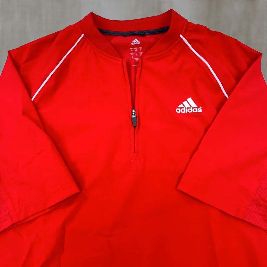 Adidas Adidas Jacket Men Small Red White Pullover Windbreaker Short Sleeve Windshirt Size US S / EU 44-46 / 1 - 1 Thumbnail