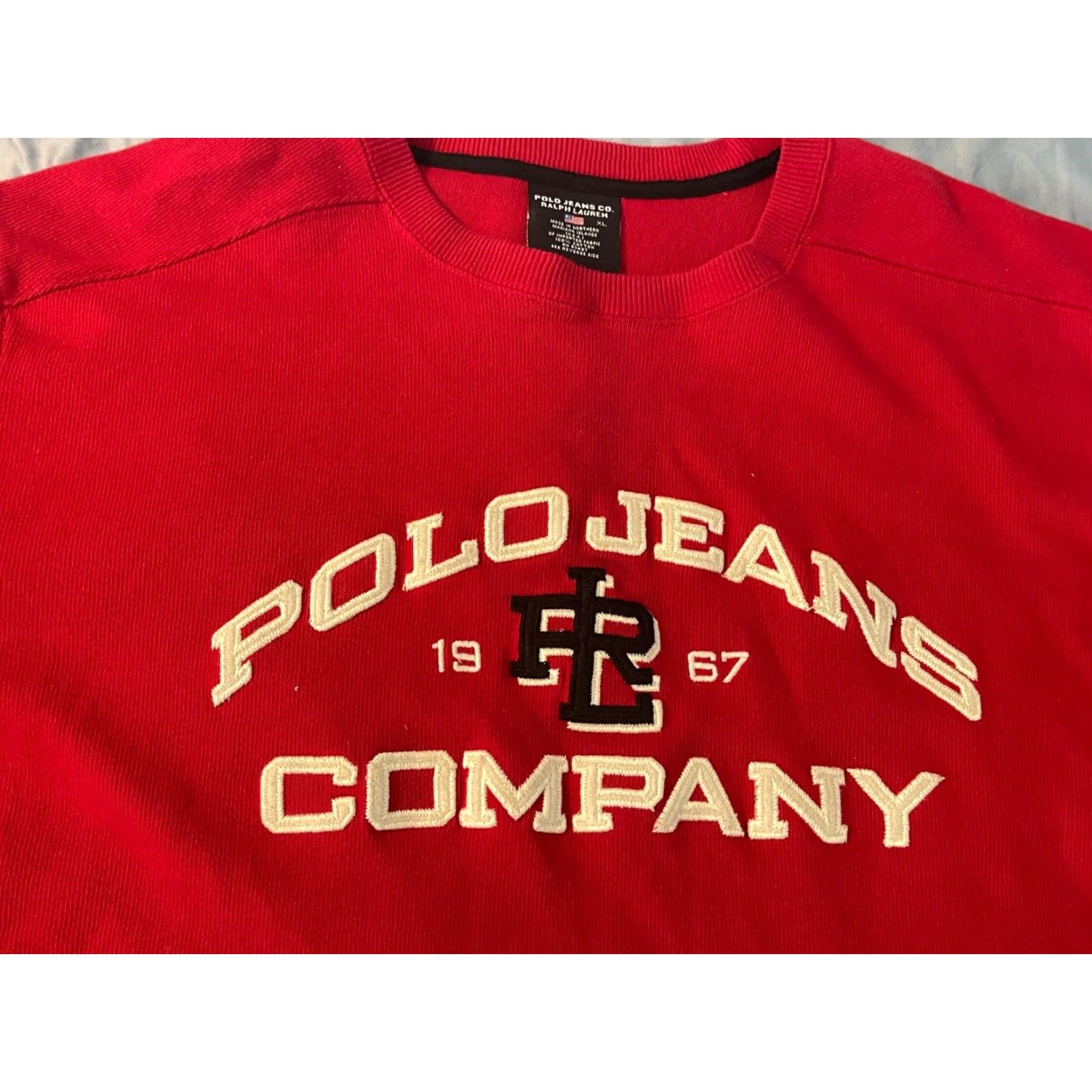 Vintage VINTAGE Polo Jeans Co Ralph Lauren 67 Long Sleeve Red Pullover Sweater XL Men Cotton Logo Crew Neck 90s Size US XL / EU 56 / 4 - 3 Thumbnail
