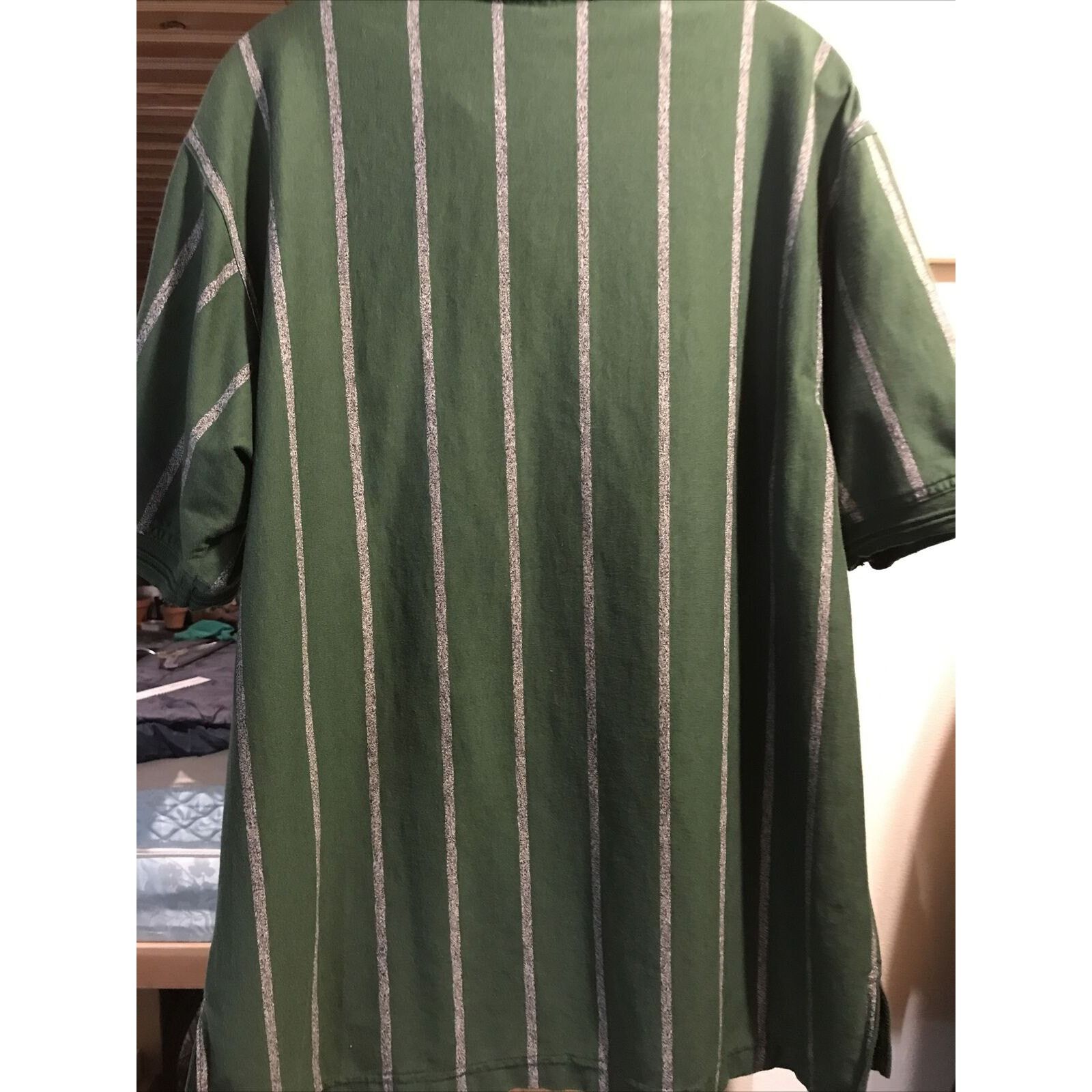 Lee Lee Sport Vintage Men’s L Green Bay Striped Cotton Poly Polo Size US L / EU 52-54 / 3 - 11 Thumbnail