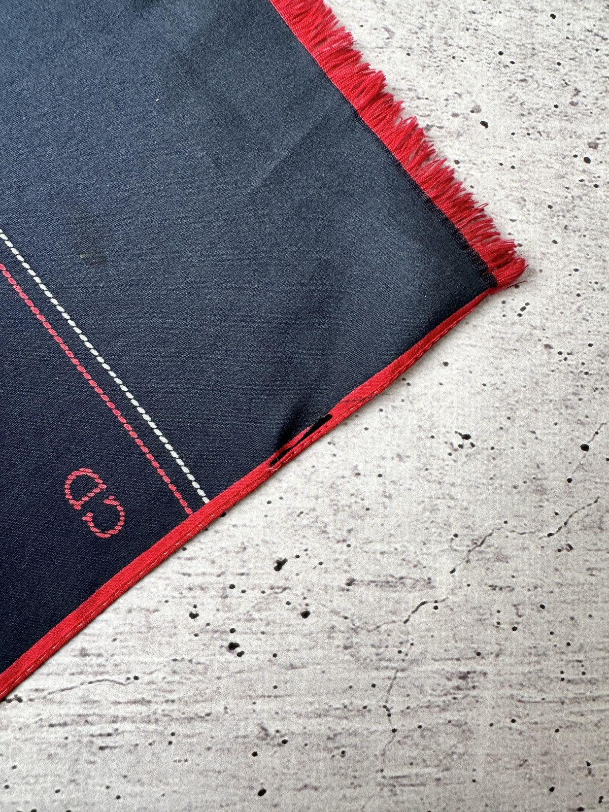 Christian Dior Monsieur Christian Dior Silk Scarf - Navy with Red ‘CD’ Monogram Size ONE SIZE - 4 Thumbnail
