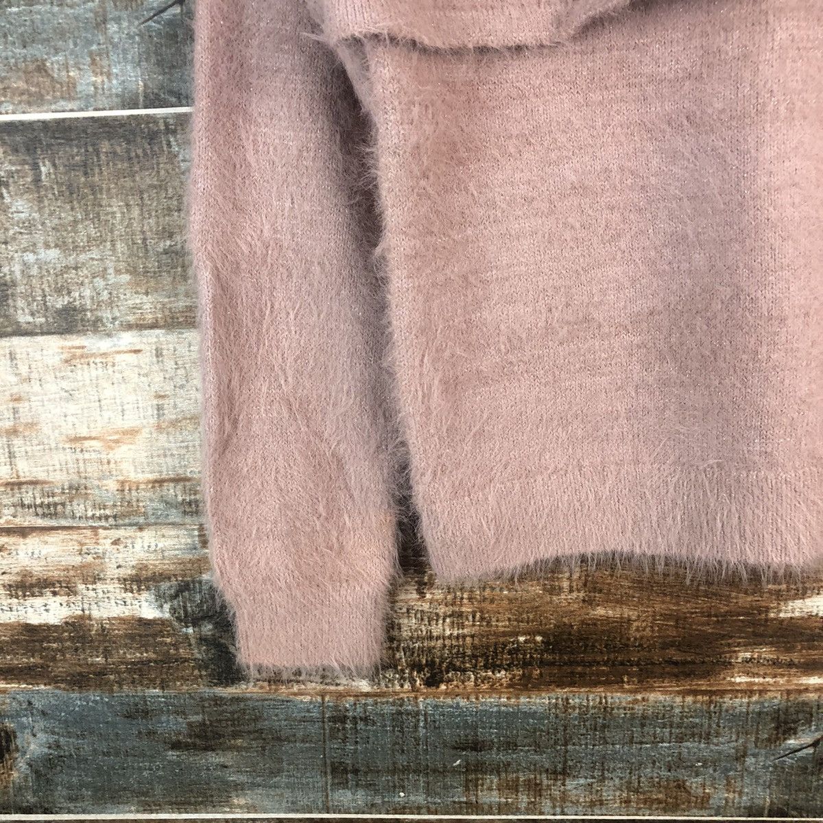 Homespun Knitwear × Japanese Brand DL Beams Heart Pink Mohair fur shaggy Knitwear #C320 Size XS / US 0-2 / IT 36-38 - 7 Thumbnail