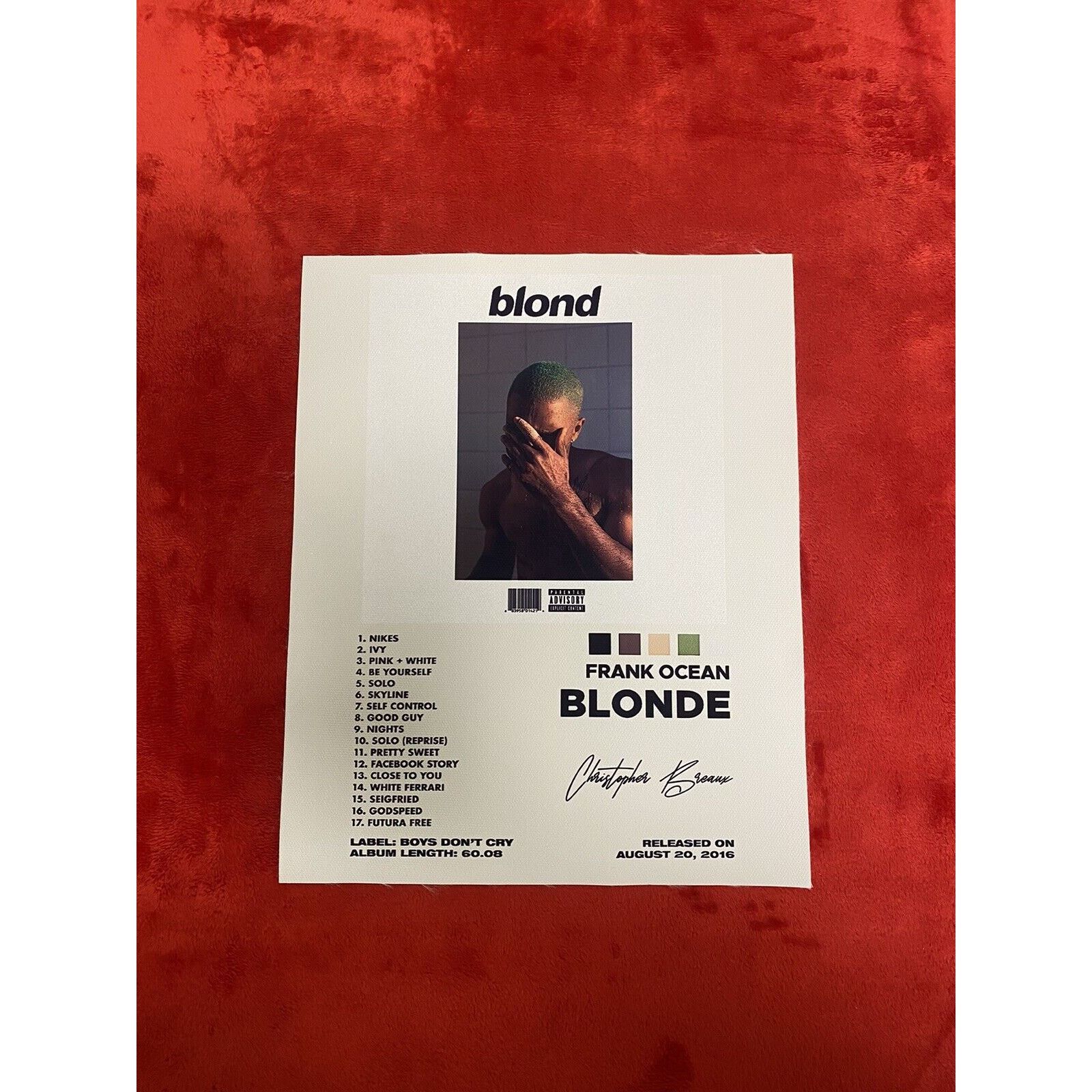 Other Frank Ocean Vinyl Poster 2016 Blonde Album Cover Art Rap10x8