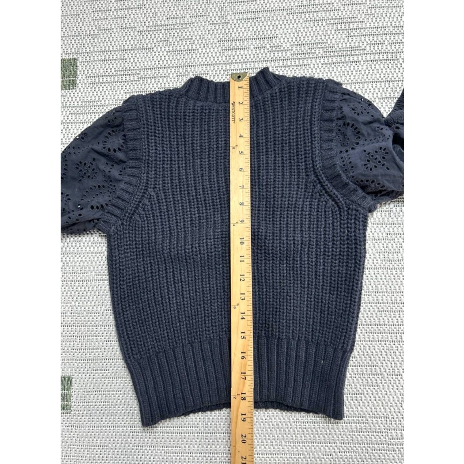 Rails Rails Sweater Womens Small Black Cotton Broderie Eyelet Sleeve Knit Crew Neck Pullover Casual Modern Classic 90s? Size S / US 4 / IT 40 - 6 Thumbnail