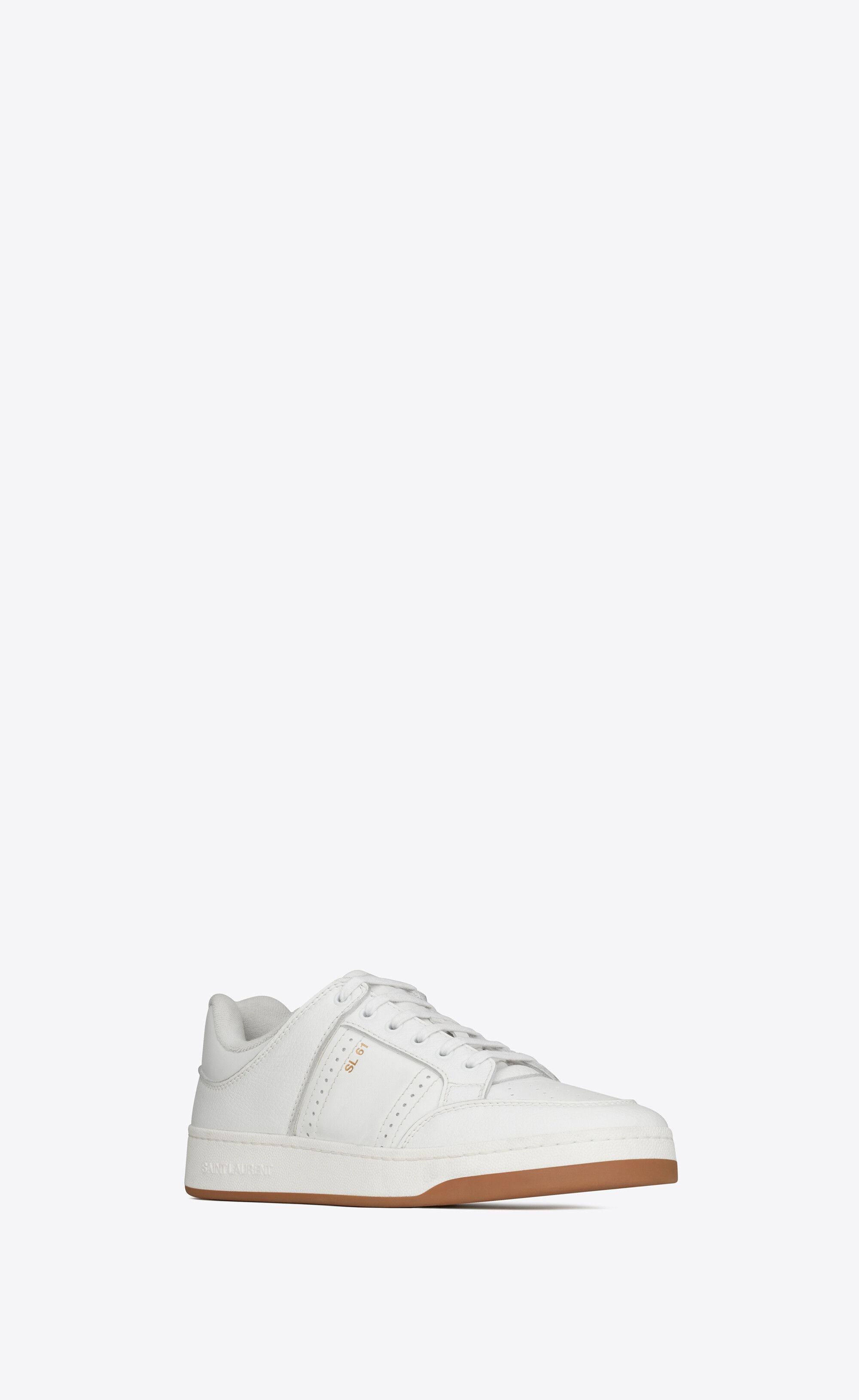Saint Laurent Paris oc11z1125 SL/61 Low Top Sneakers in Smooth Grained Leather Size US 10.5 / EU 43-44 - 4 Thumbnail