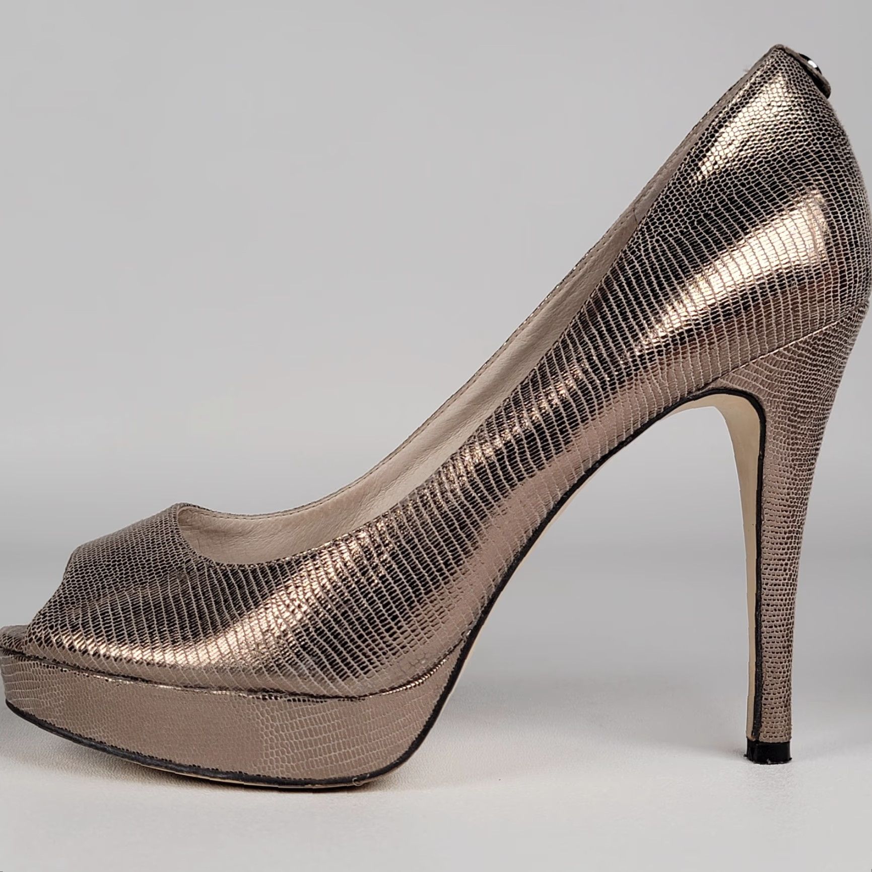 Michael Kors Michael Kors Womens Heels Size 8 Silver Platform Stiletto Open Toe Leather Slip On Womens Size US 8 / IT 38 - 7 Thumbnail