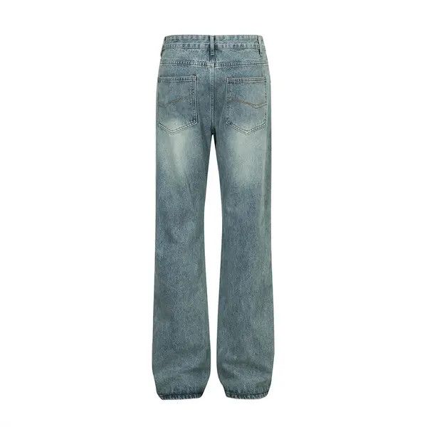 Japanese Brand Asa Washed loose straight-leg casual versatile simple jeans Size US 32 / EU 48 - 3 Thumbnail