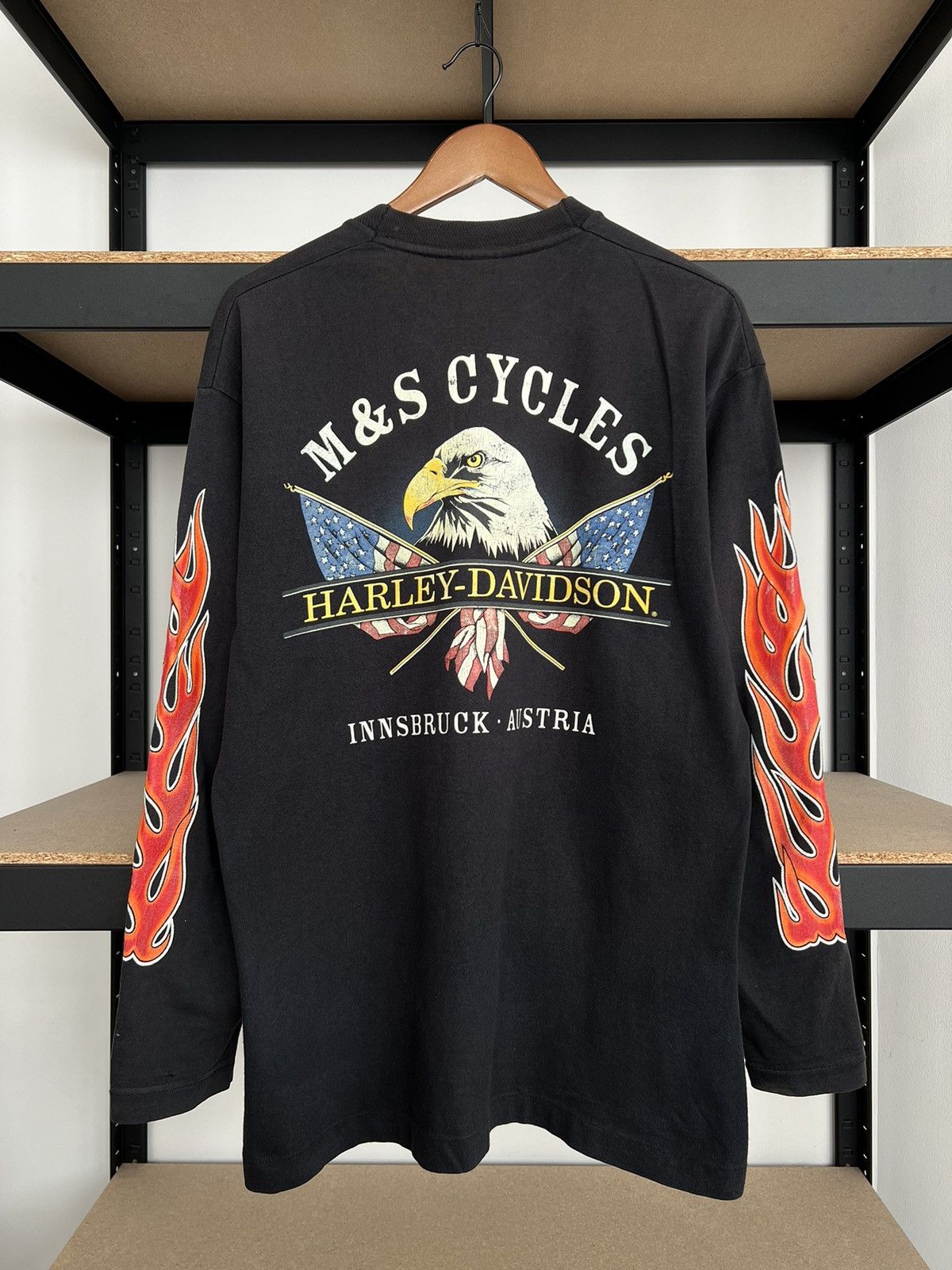 Harley Davidson Vintage 90s Harley Davidson Flame Fire Eagle Long Sleeve Size US M / EU 48-50 / 2 - 4 Thumbnail