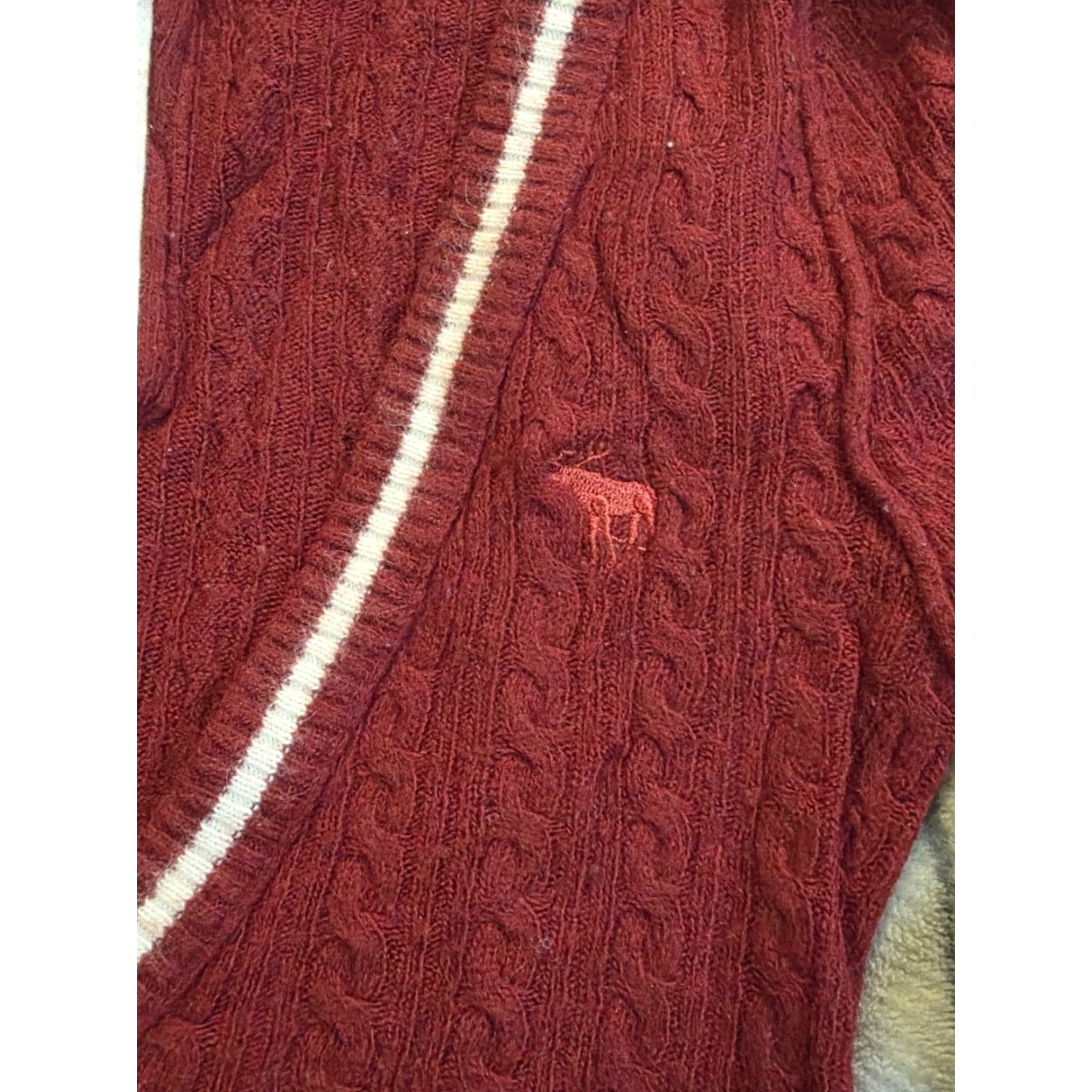 Abercrombie & Fitch VINTAGE Abercrombie & Fitch Cable Knit Long Sleeve Stretch Top Red Women's Large Blouse Slim V-Neck 3/4 Sleeve Embroidered Preppy 90s Casual Shirt Size L / US 10 / IT 46 - 6 Thumbnail