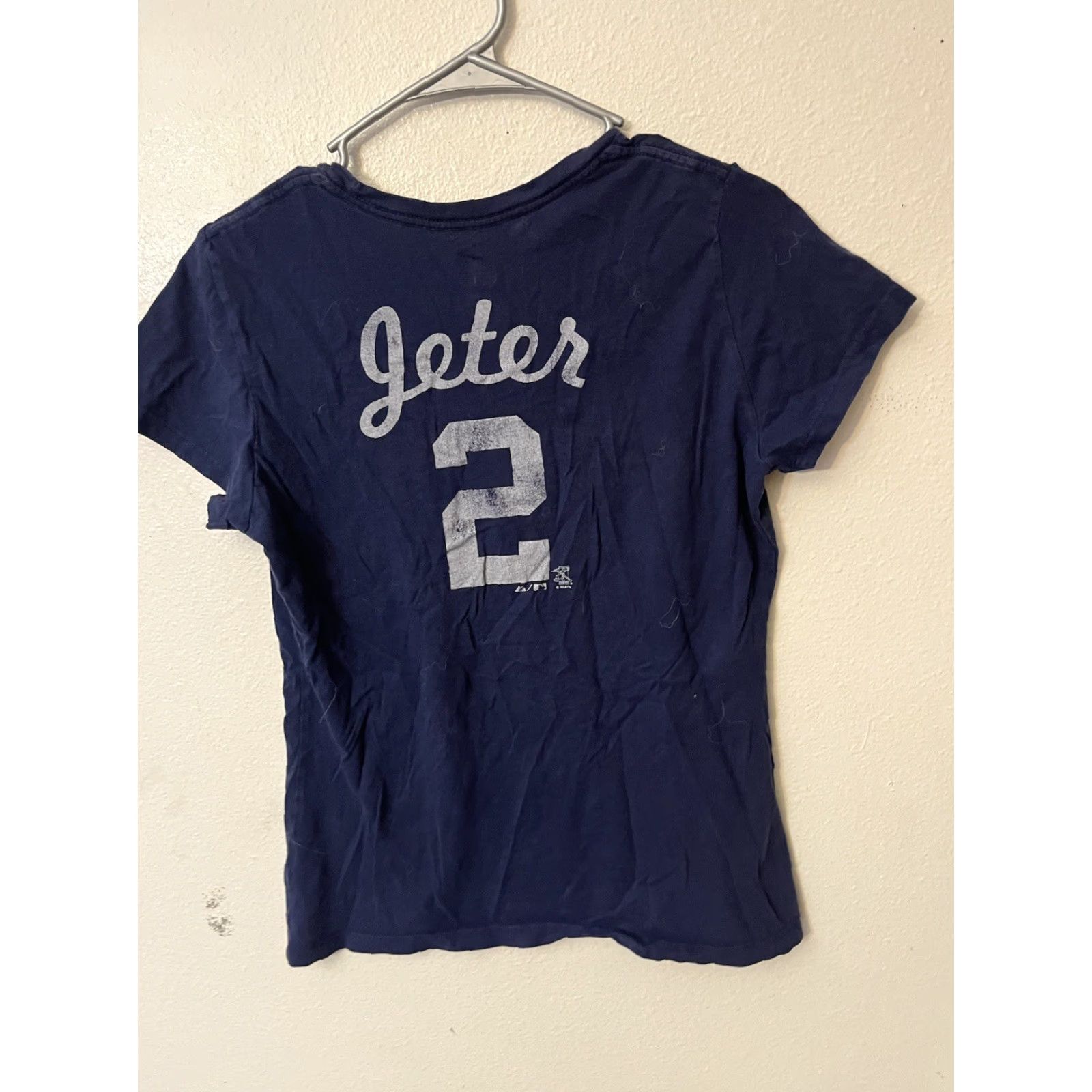 Vintage New York Yankees T-Shirt Women’s L Blue Baseball Top Derek Jeter Size L / US 10 / IT 46 - 3 Thumbnail