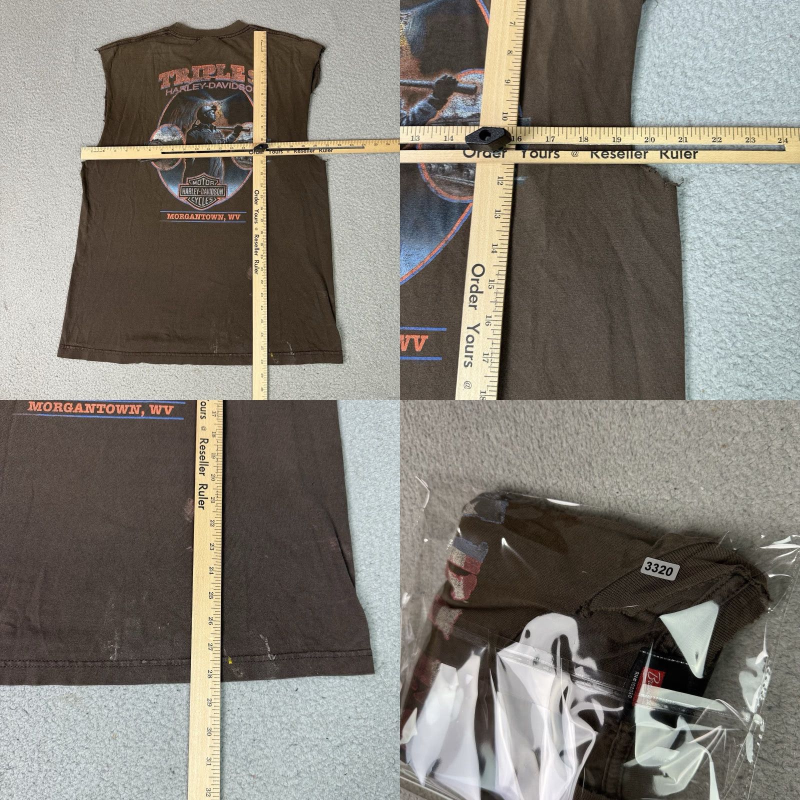 Harley Davidson VINTAGE Harley-Davidson T Shirt Mens L Brown Morgantown Army Rare Distressed Cut Off Graphic Print Crew Neck 2000s USA Y2K Harley Davidson Mens Size US L / EU 52-54 / 3 - 9 Thumbnail