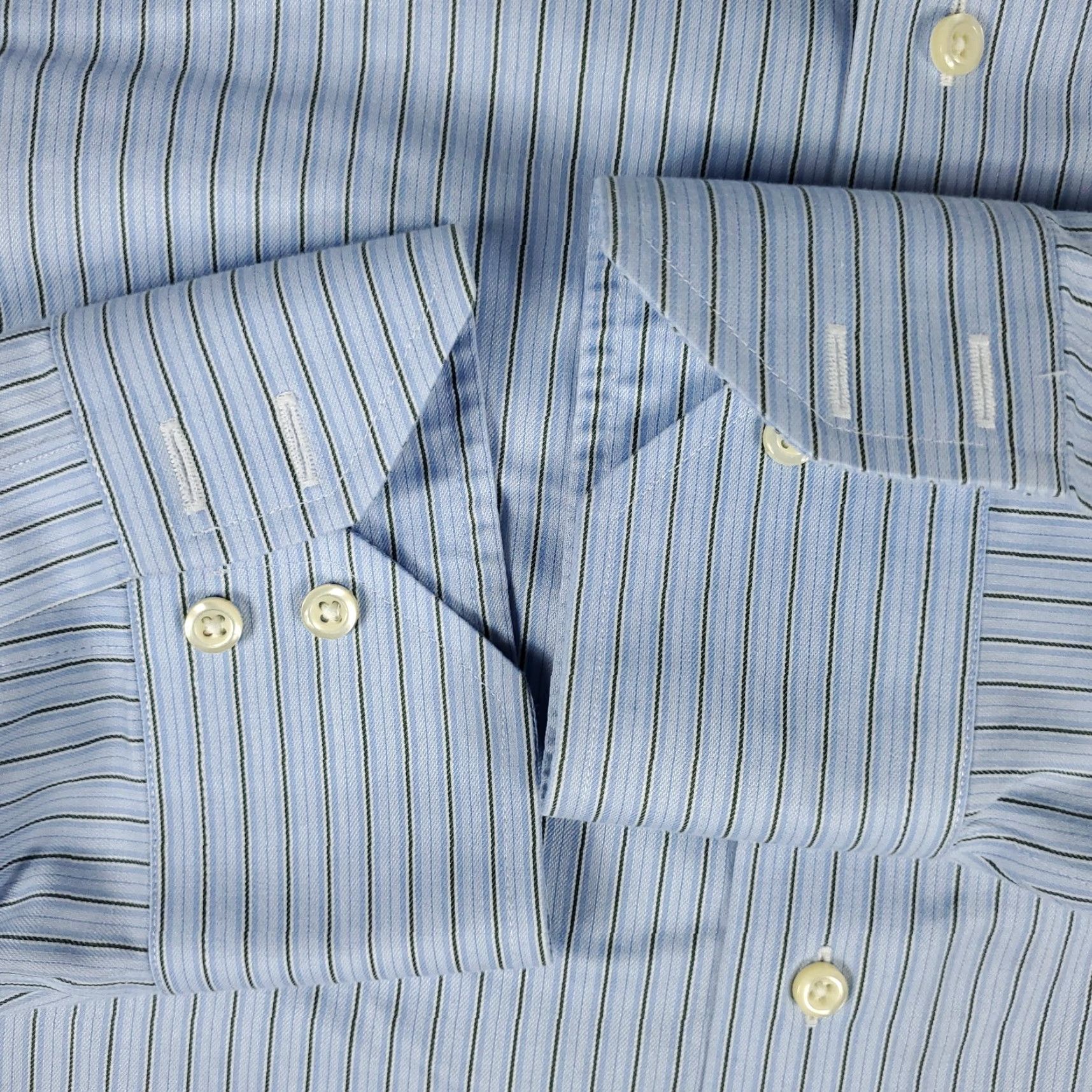 Brooks Brothers VINTAGE Brooks Brothers Dress Shirt Men 17.5 Blue Striped Long Sleeve Business Casual Formal Size 46R - 5 Thumbnail