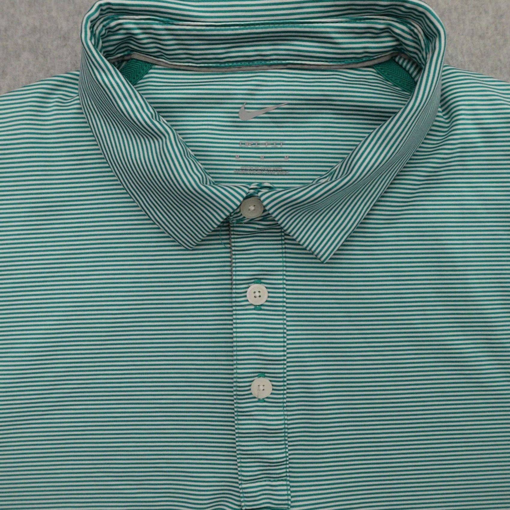 Nike Nike Golf Polo Shirt Mens M 21X28 Striped GREEN w/ Metal Swoosh Vented Shirt Size US M / EU 48-50 / 2 - 3 Thumbnail