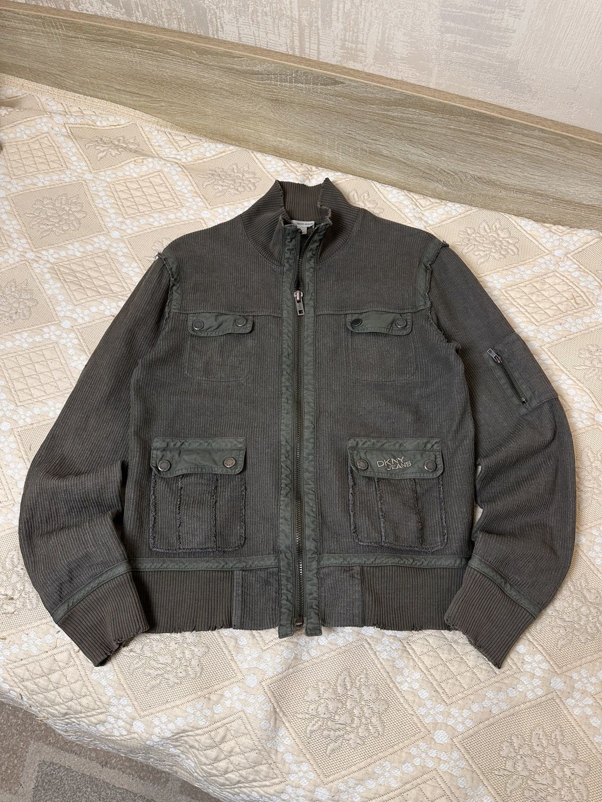 DKNY 🔥 DKNY JEANS Zip Up Military Pocket Distressed Pullover Y2K Size US M / EU 48-50 / 2 - 4 Thumbnail