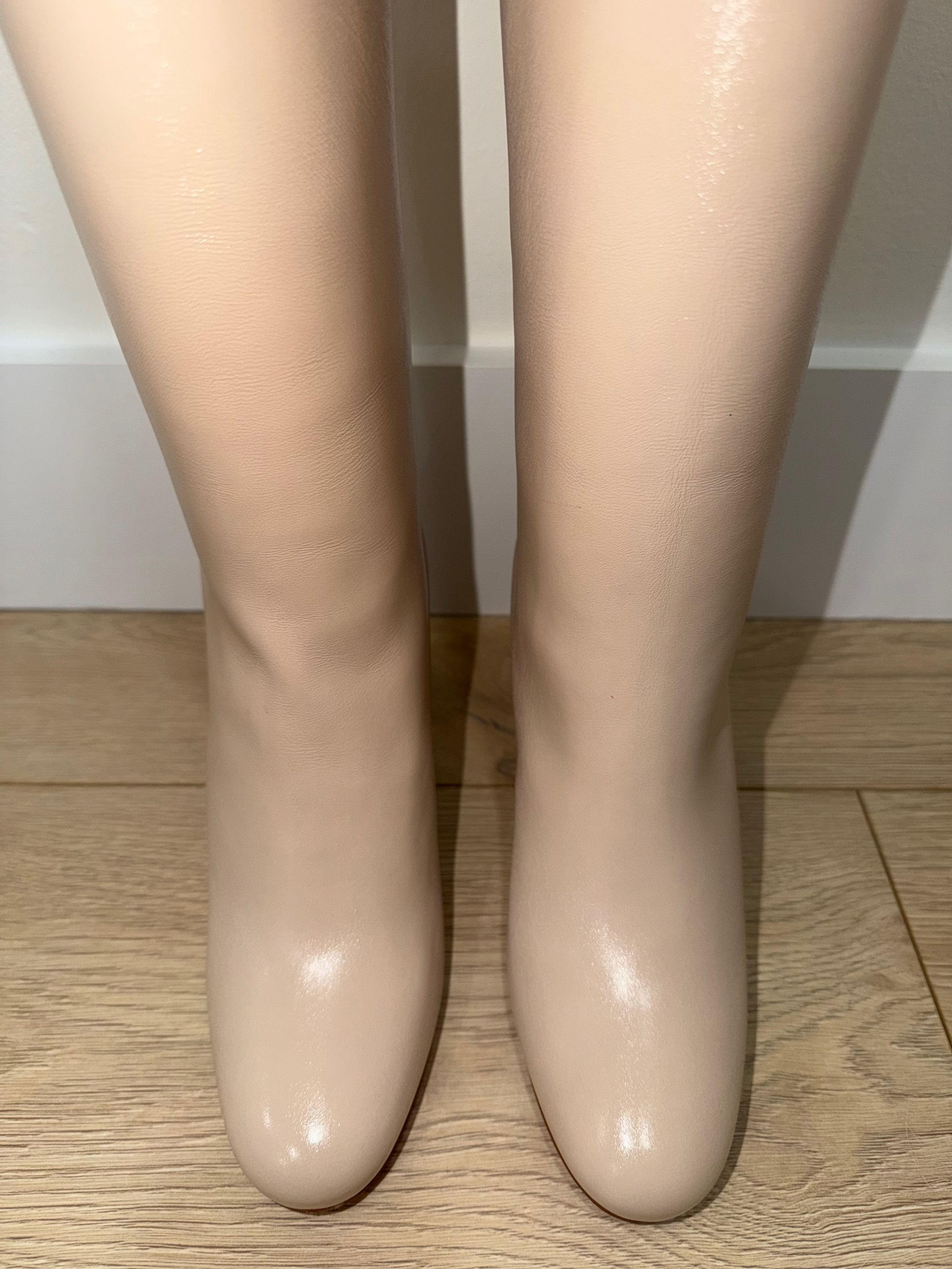 Christian Louboutin Janitta 85 Pearl Beige Sugar Leather Knee High Heel Boot 37 Size US 7 / IT 37 - 18 Thumbnail