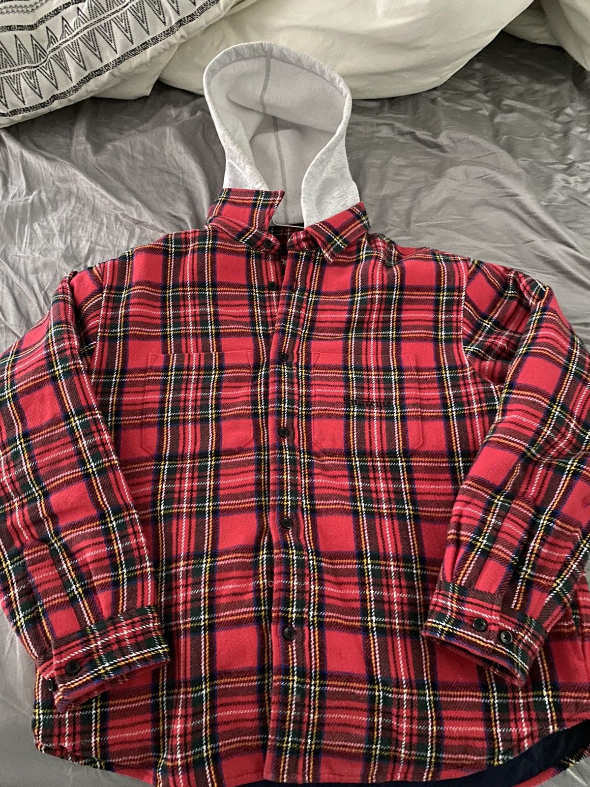 Supreme Tartan Flannel Hooded Shirt Grailed