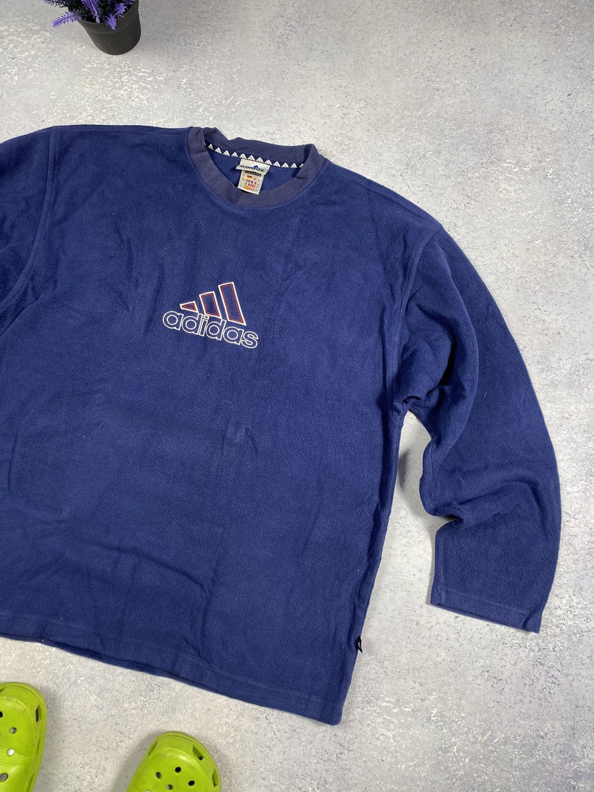Adidas × Vintage Vintage Adidas Fleece Sweatshirt With Big Logo Oversized L Size US L / EU 52-54 / 3 - 5 Thumbnail