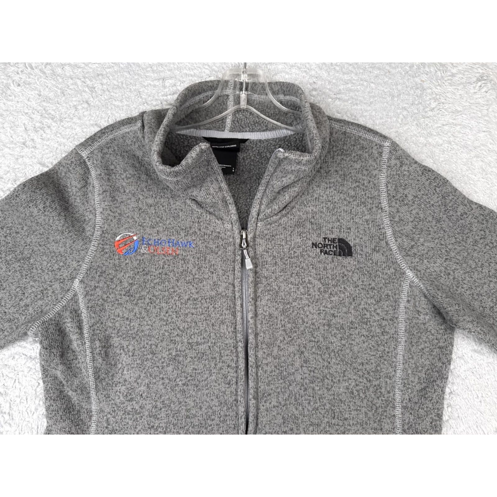 The North Face The North Face Fleece Jacket Womens L Gray Full Zip Heathered Knit Casual Activewear Jacket Womens Large Gray 90s? Size L / US 10 / IT 46 - 7 Thumbnail