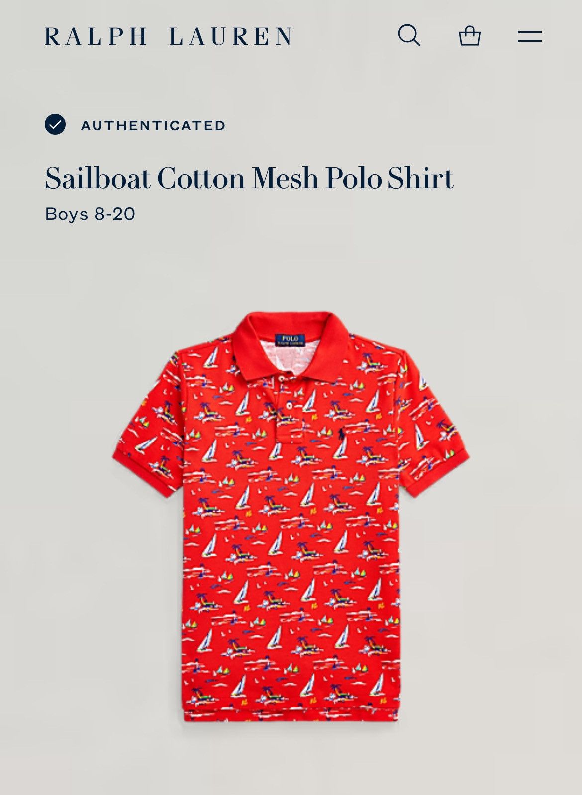Polo Ralph Lauren × Ralph Lauren Polo Ralph Lauren Sailboat Cotton Mesh Print Polo Shirt Size US S / EU 44-46 / 1 - 2 Thumbnail