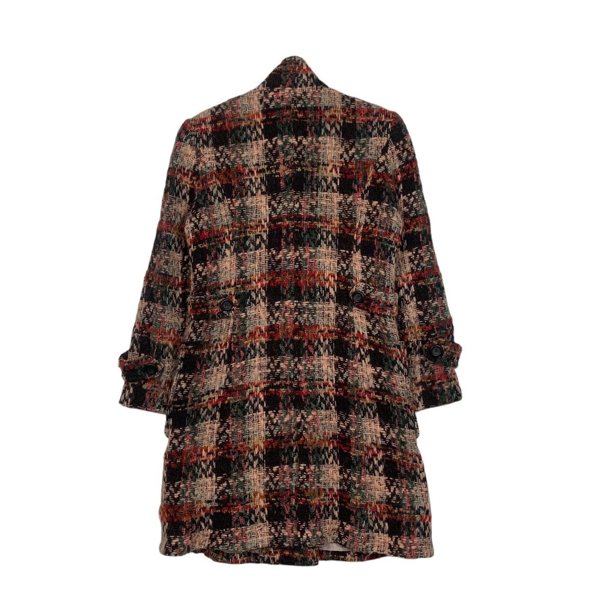 Japanese Brand RAISON Made in Japan Checkered Tweed Long Coat #1811-C20 Size S / US 4 / IT 40 - 8 Thumbnail