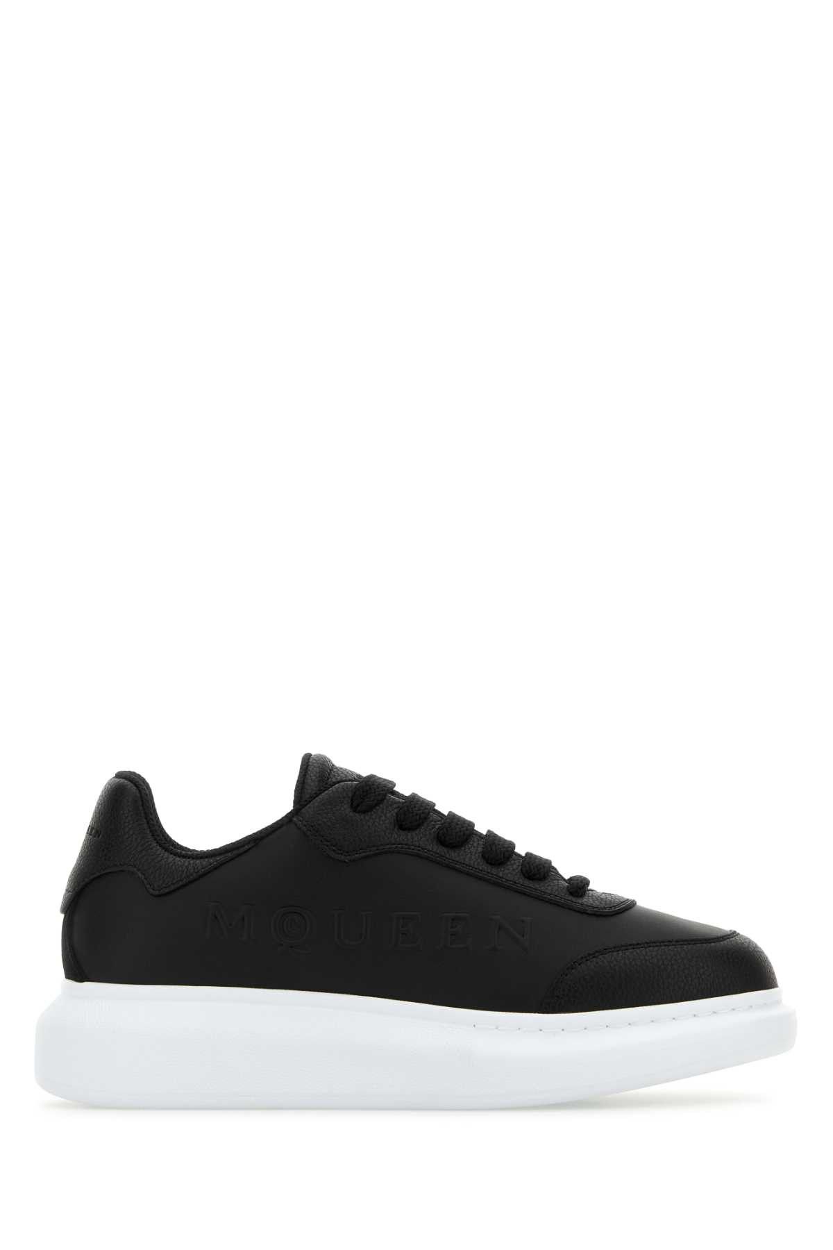 Black Leather Sneakers With Black Leather Heel