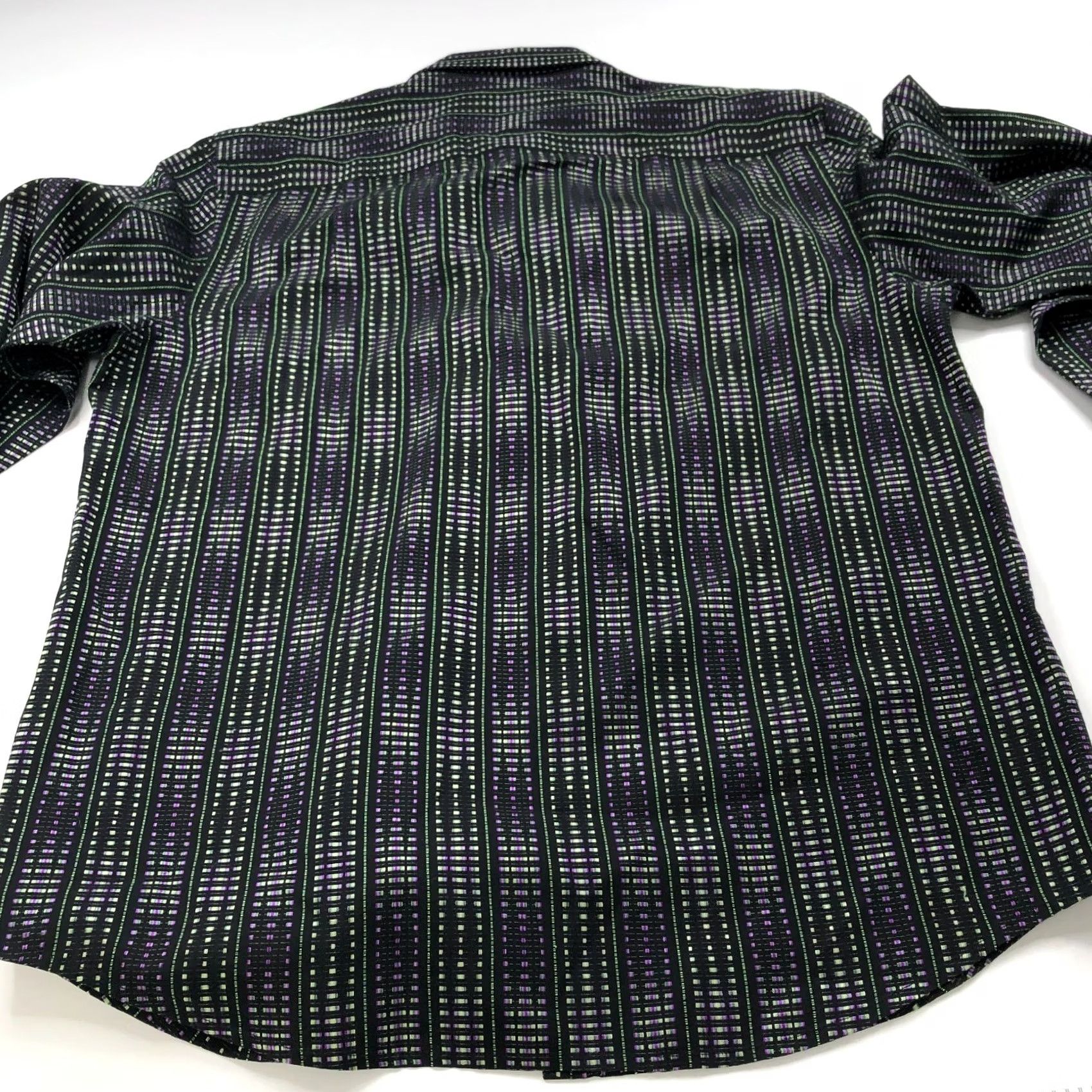 Etro Jhane Barnes Dress Shirt All Over Print Purple 17/36 100% Cotton Blend Button-Front Armpit To Armpit Measurements Ladies? Size 46R - 6 Thumbnail