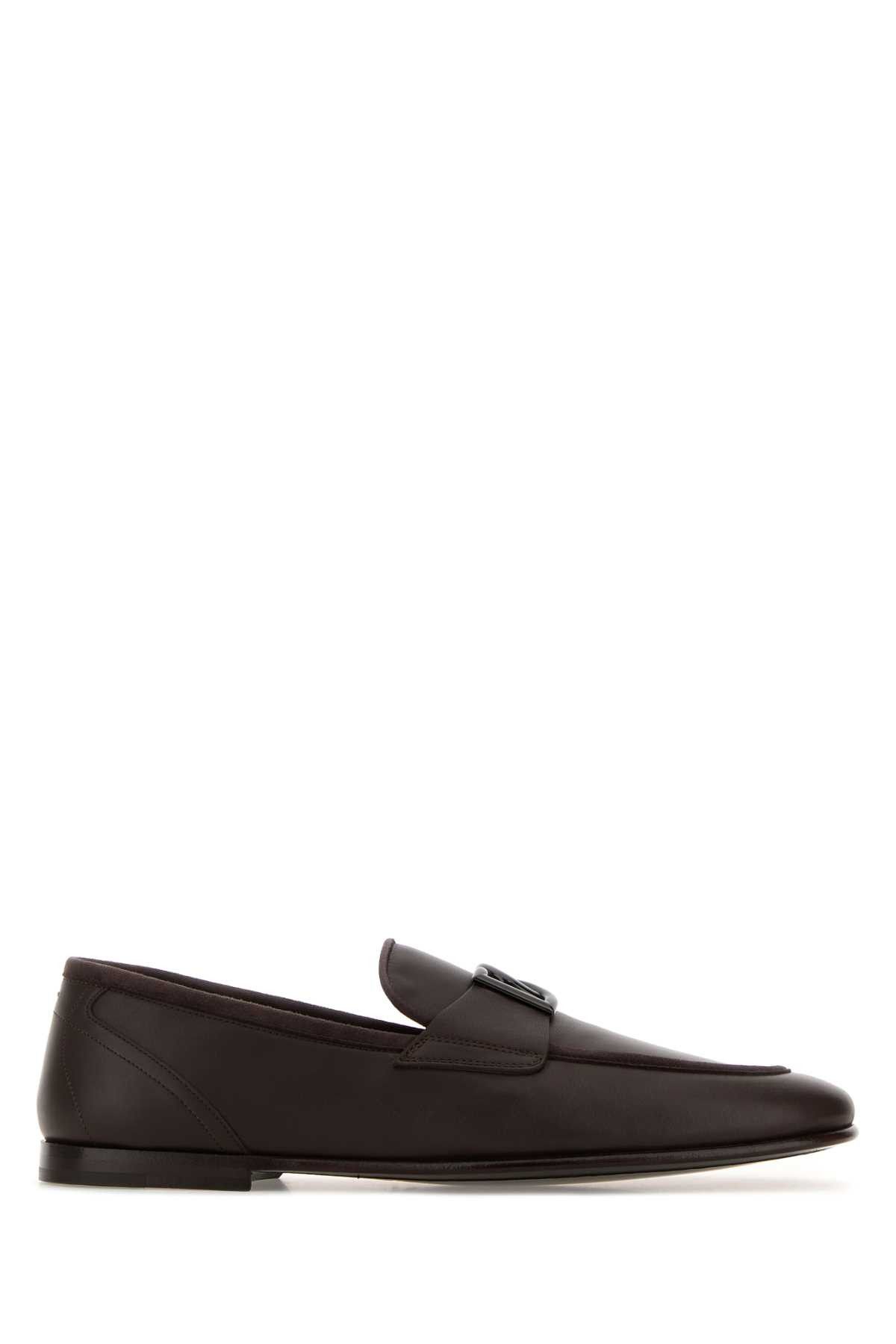 Dolce & Gabbana Dark Brown Leather Erice Loafers Size US 12 / EU 45 - 1 Thumbnail