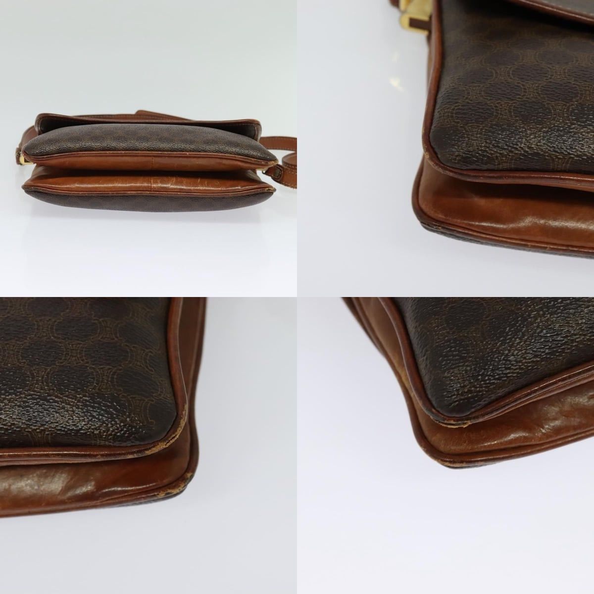 Celine CELINE Macadam Canvas Shoulder Bag Pvc Leather Brown Gold Size ONE SIZE - 10 Thumbnail