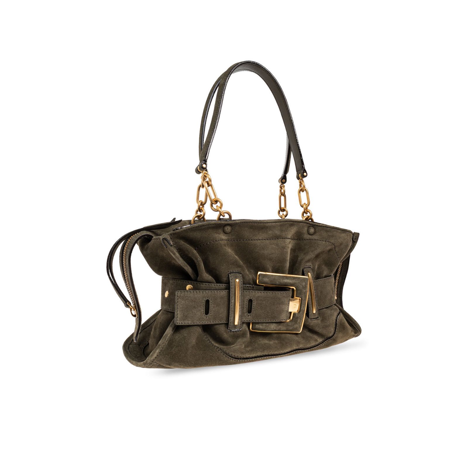 Balmain BALMAIN Anthem Green Suede Shoulder Bag New Size ONE SIZE - 3 Thumbnail