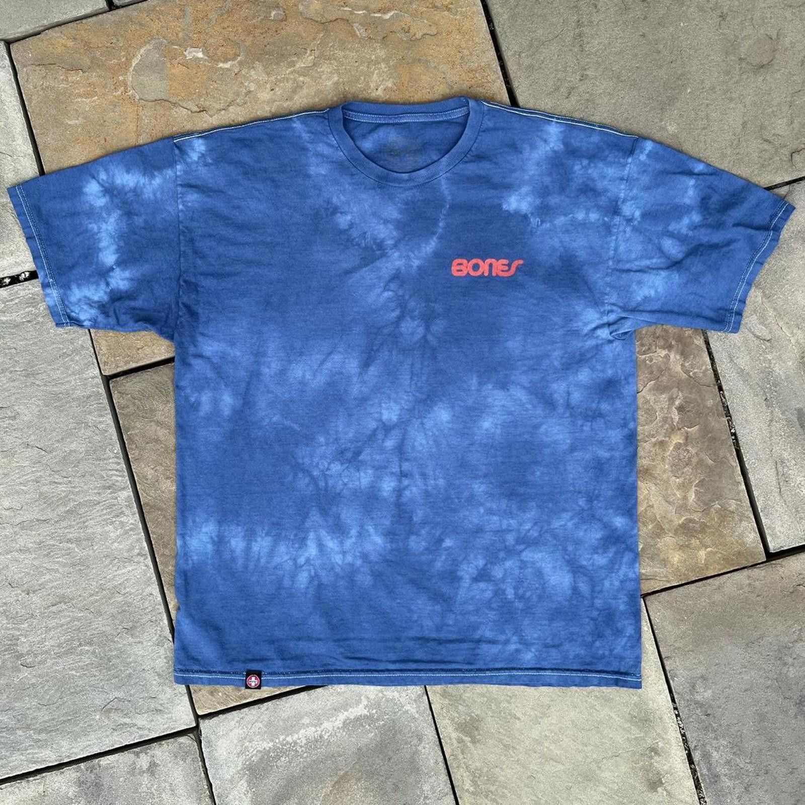 Bones Blue Distressed Tie Dye Bones Swiss Bearings Skate Tee Size US XL / EU 56 / 4 - 1 Thumbnail