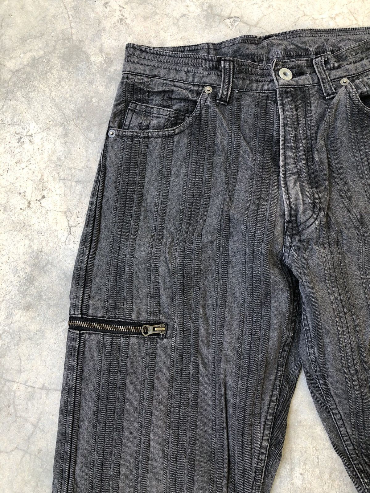 PPFM PPFM 2003 Striped Twill Cargo Double Zip Pocket Denim Size US 29 - 5 Thumbnail