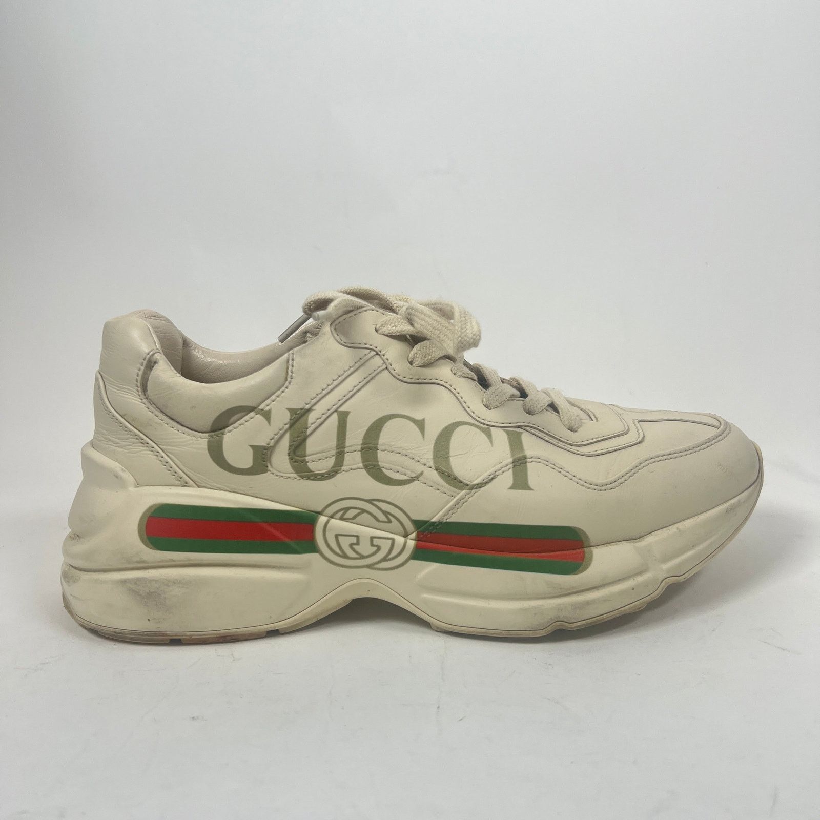 Gucci Gucci Cream Classic Logo Rhyton Sneaker Size 38 Size US 8 / IT 38 - 1 Thumbnail