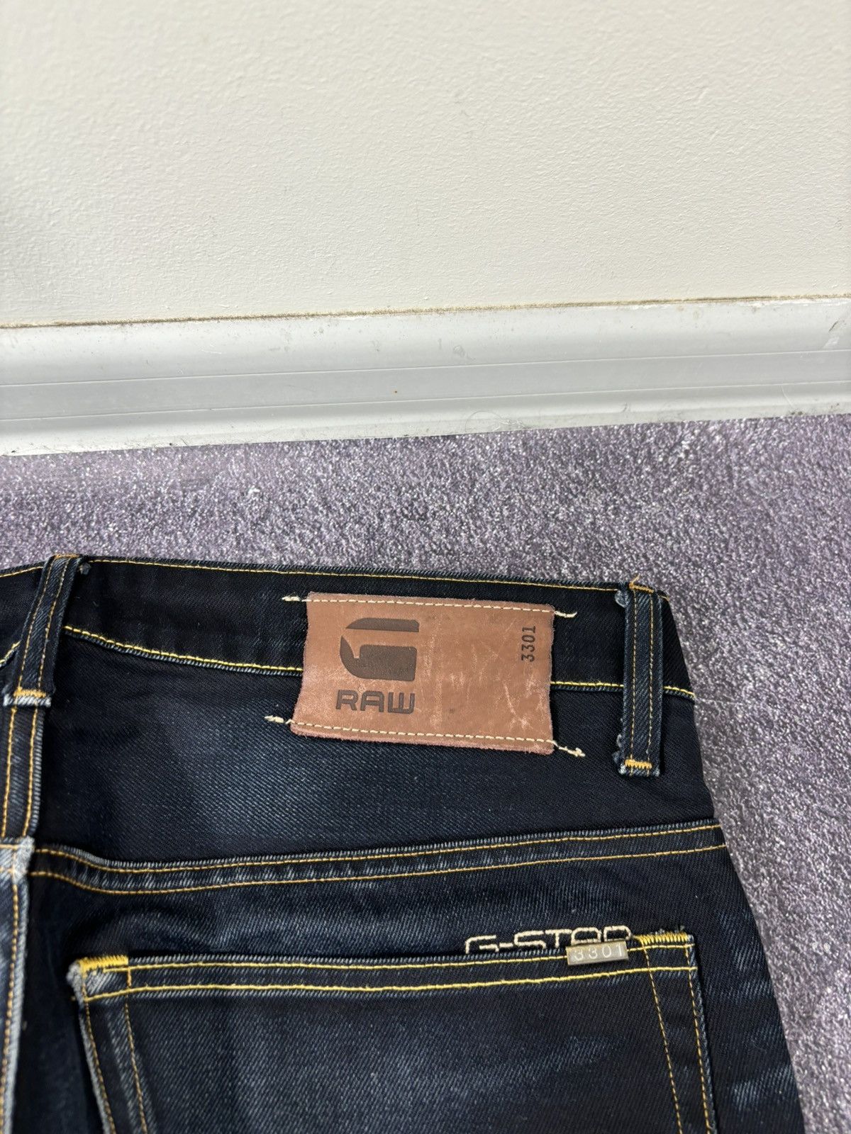 G-Star Vintage G-Star Raw Avant Garde Faded Navy Denim Biker Jeans Size US 33 - 6 Thumbnail