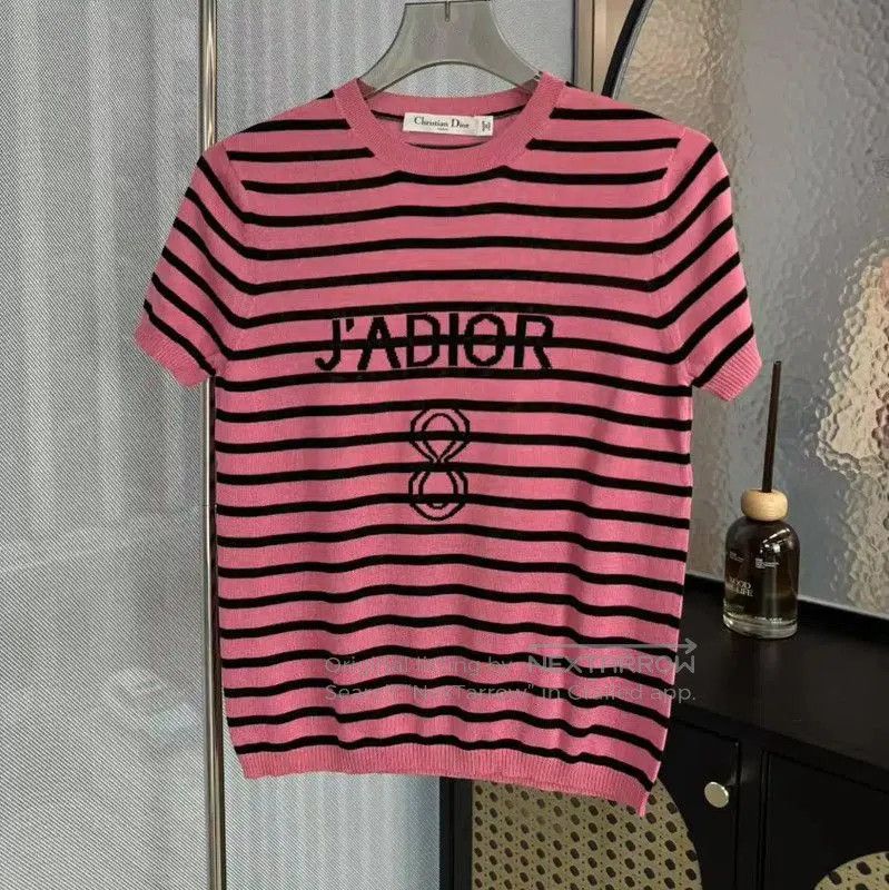 Dior Dior Pink Striped Silk Women's T. Size S / US 4 / IT 40 - 1 Thumbnail