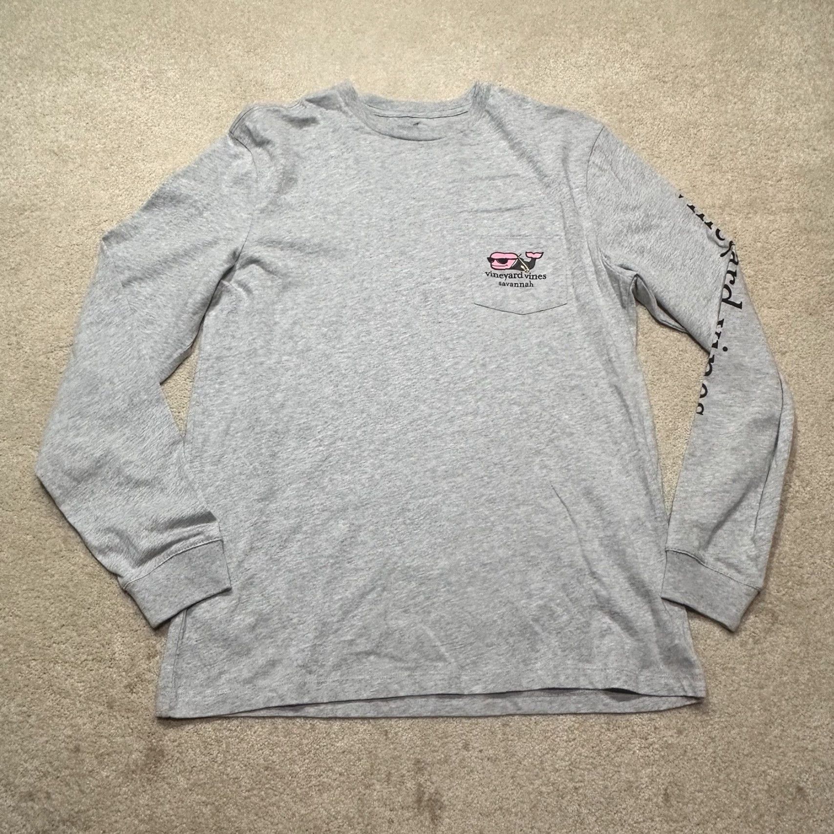 Vineyard Vines Vineyard Vines T Shirt Mens Medium Gray Double Sided Longsleeve Savannah Georgia Shirt Mens Regular Gray All Seasons Breathable Logo 2020s Adult Men Size US M / EU 48-50 / 2 - 2 Thumbnail