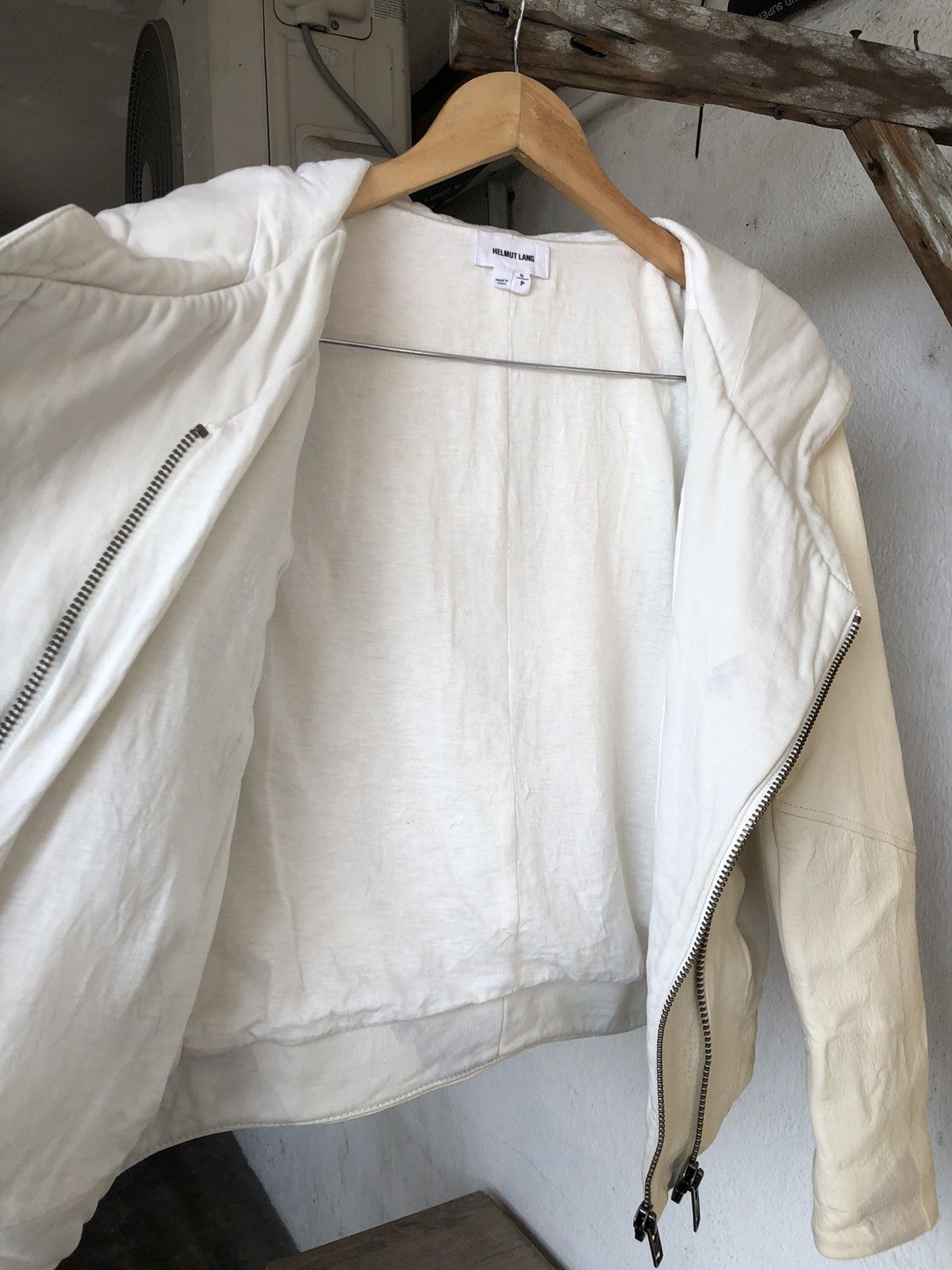 Helmut Lang Rare🔥 Helmut Lang Distressed Half Leather Jacket Hoodie Size S / US 4 / IT 40 - 11 Thumbnail