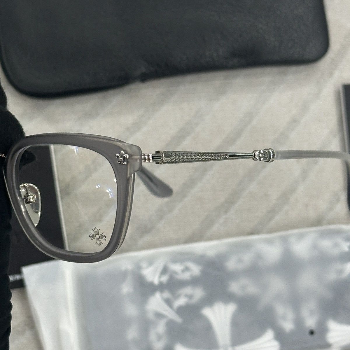 Chrome Hearts CHROME HEARTS STRAPADICTOME MATTE GRAPHITE/SS EYEGLASSES Size ONE SIZE - 5 Thumbnail