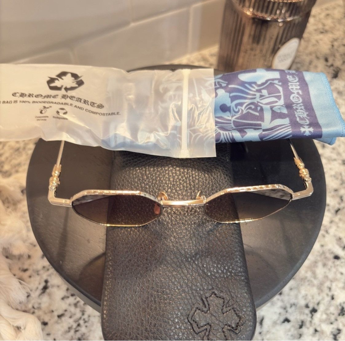 Chrome Hearts Chrome Hearts Evaculation Gold Sunglasses Size ONE SIZE - 6 Thumbnail