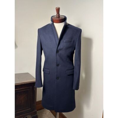 H&M Designer Navy Blue Wool Long Coat Classic Overcoat 34R Forma Size S / US 4 / IT 40 - 6 Thumbnail