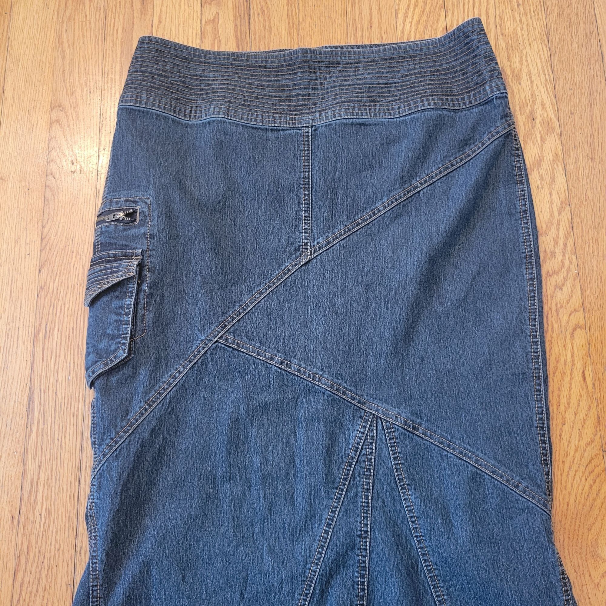 Bisou Bisou Denim Skirt 8 Blue Fishtail Stretch Mermaid Trum