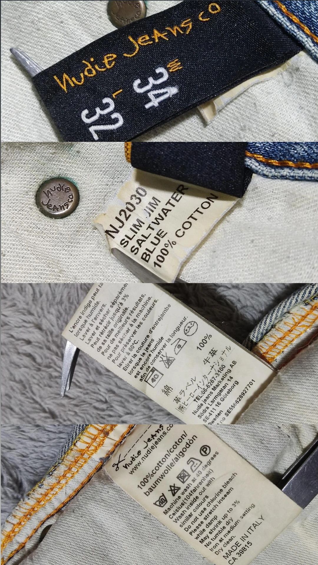 Nudie Jeans Vintage Distressed Nudie saltwater blue Italy made Size US 34 / EU 50 - 19 Thumbnail